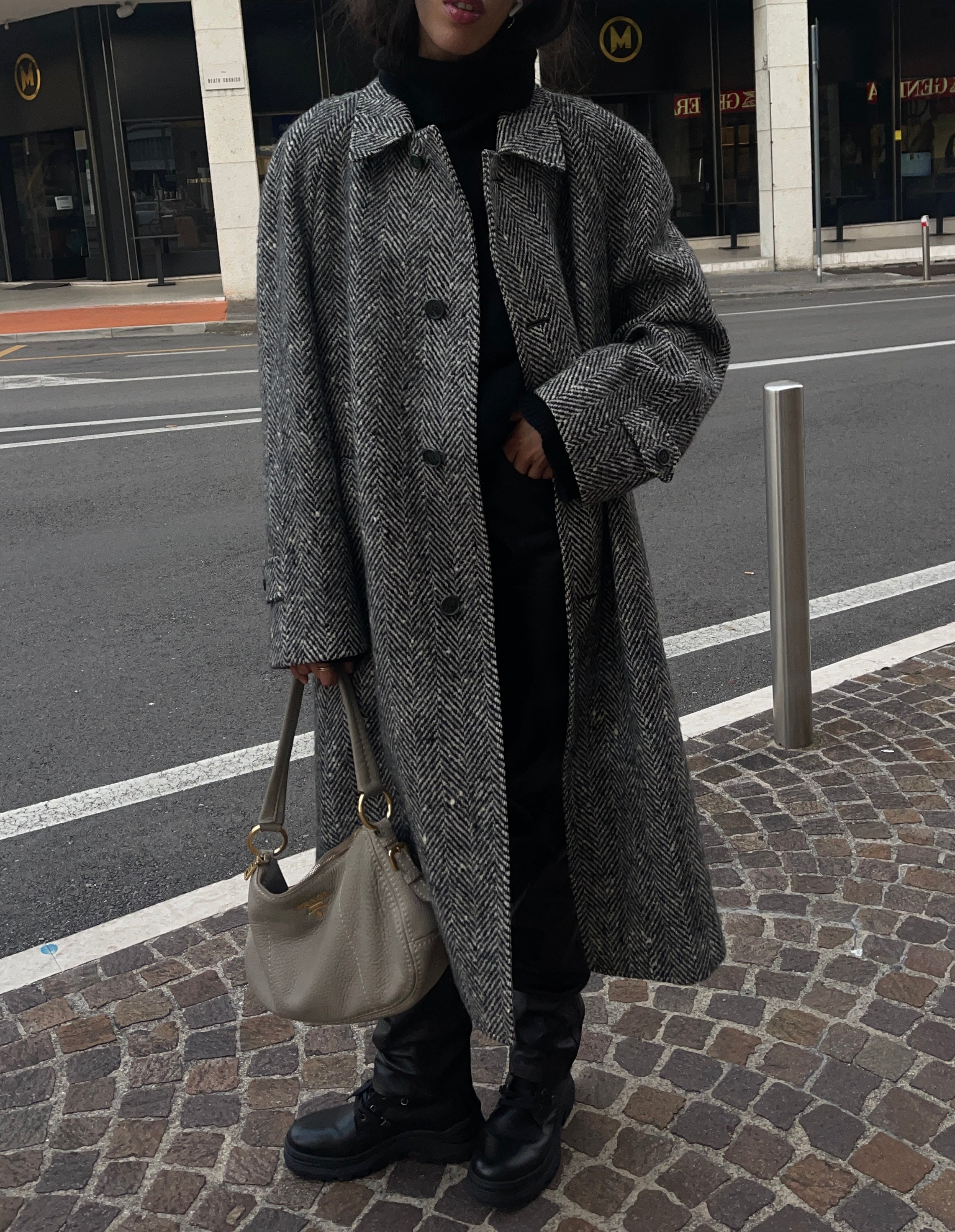 Cappotto spigato lana