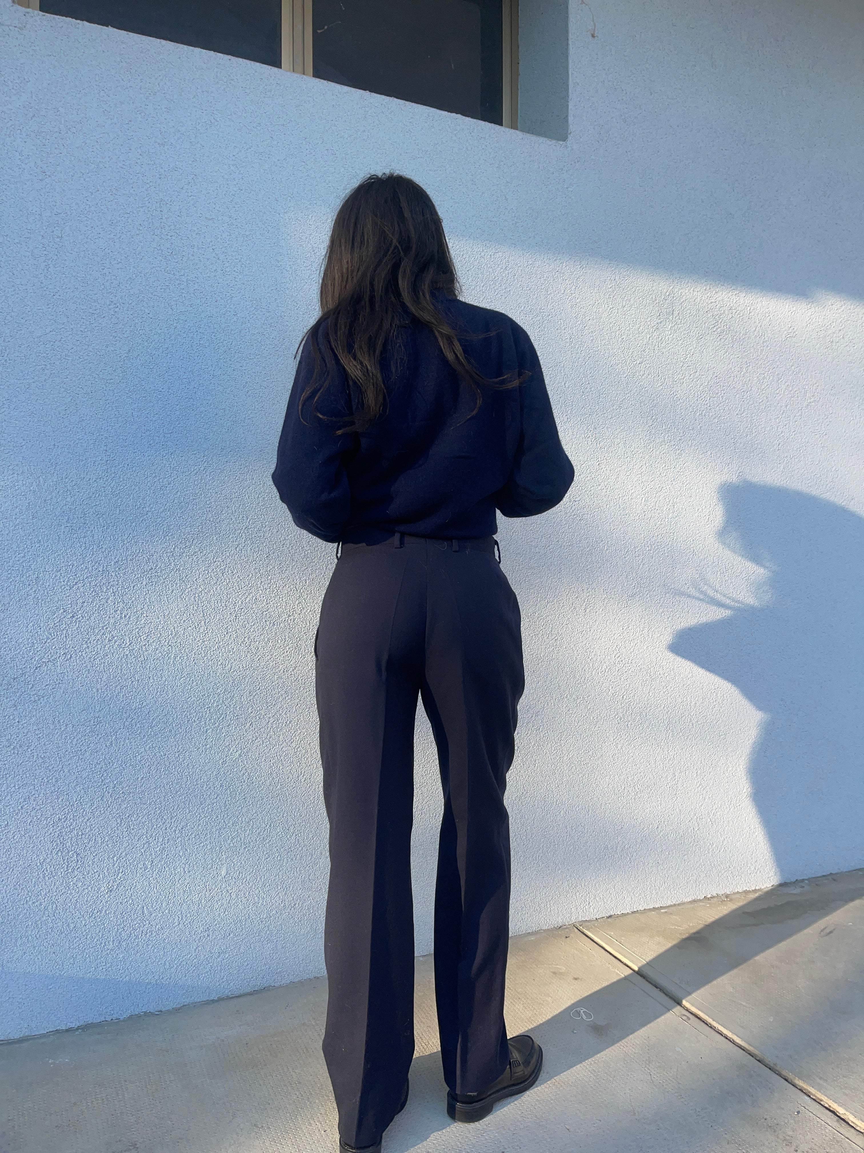 Blue wool trousers