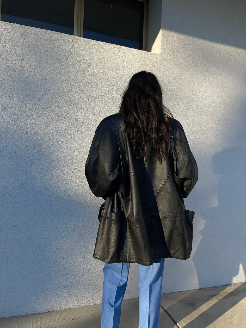 Oversized leather jacket
