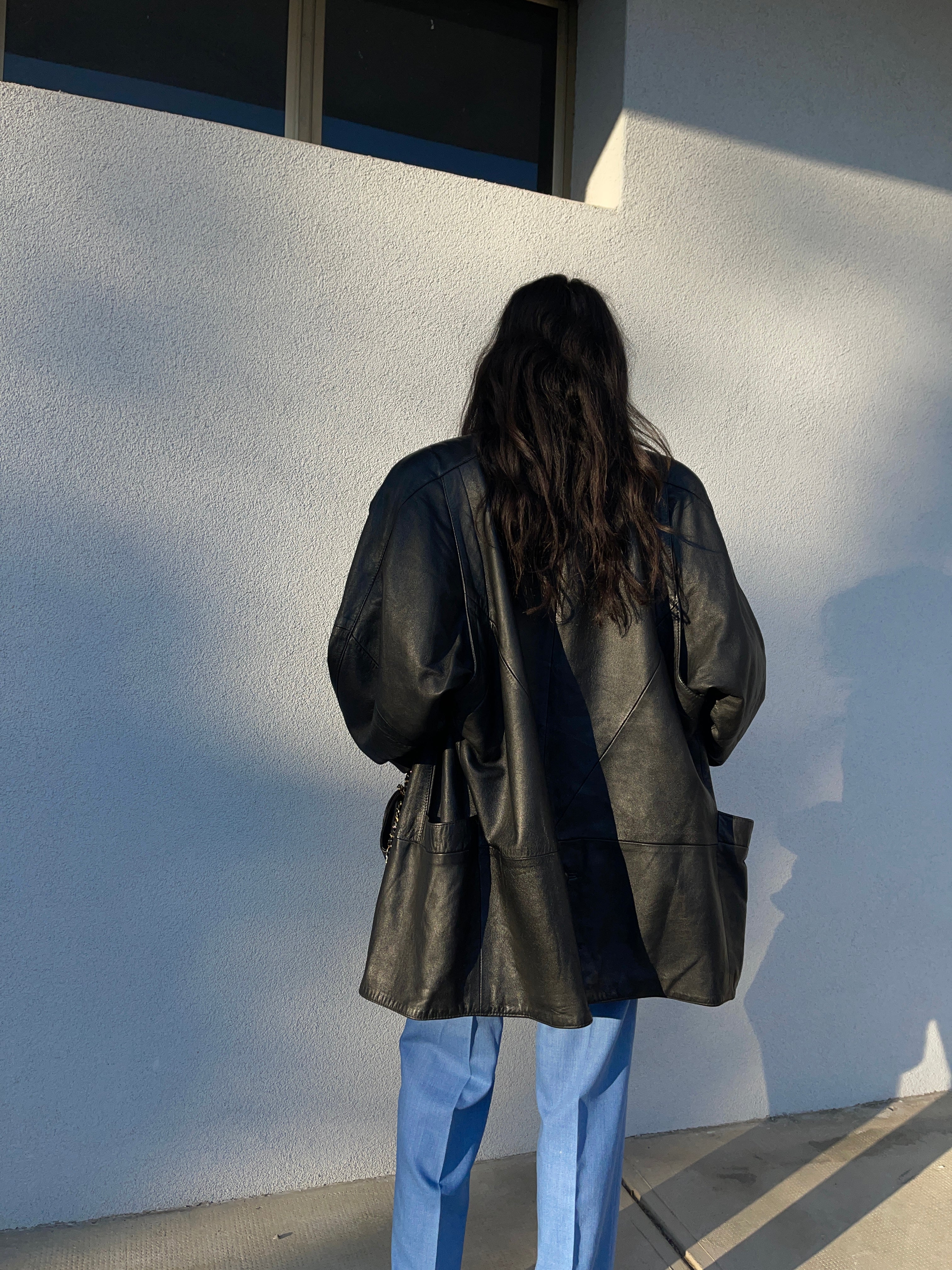 Oversized leather jacket
