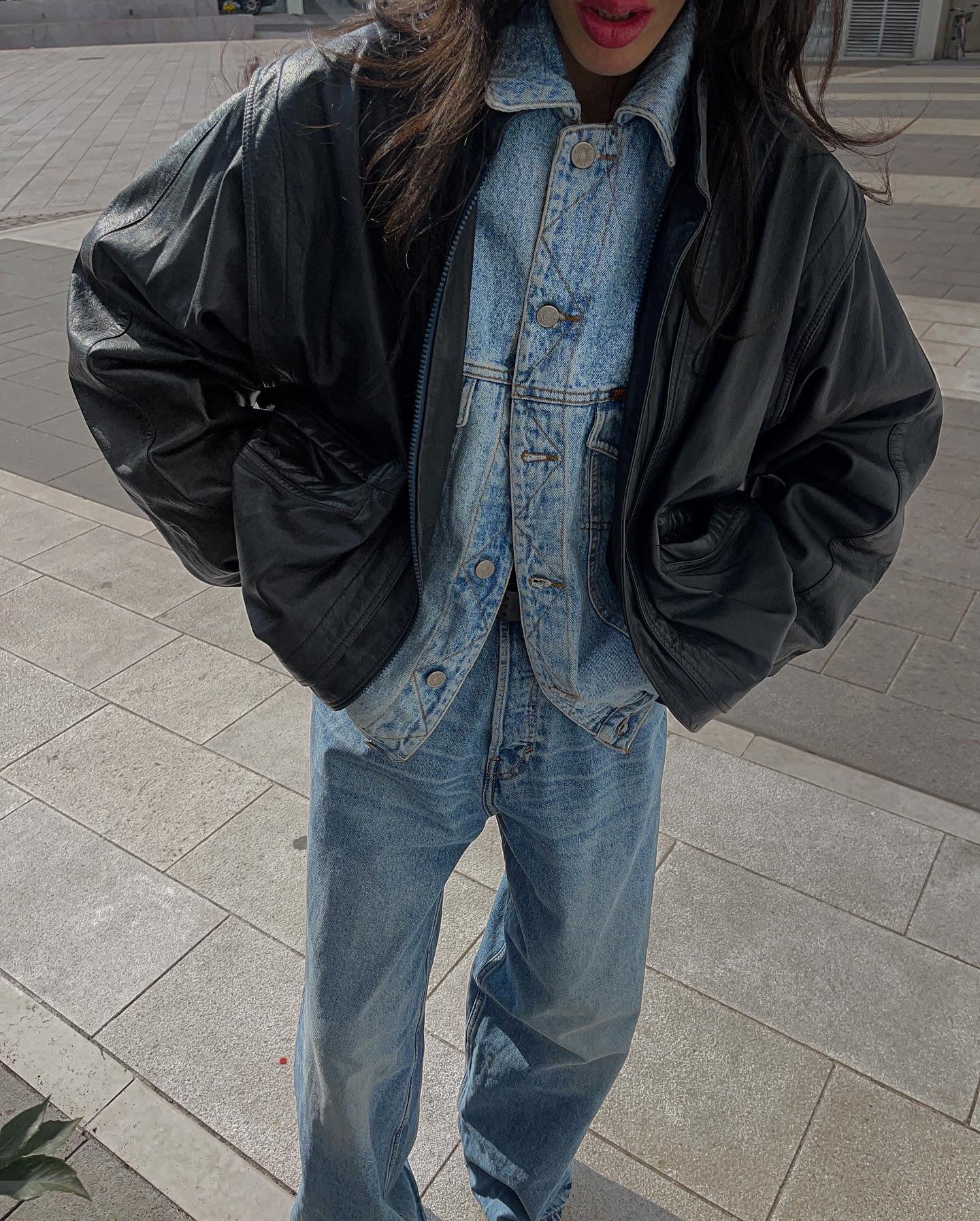 Leather bomber jacket