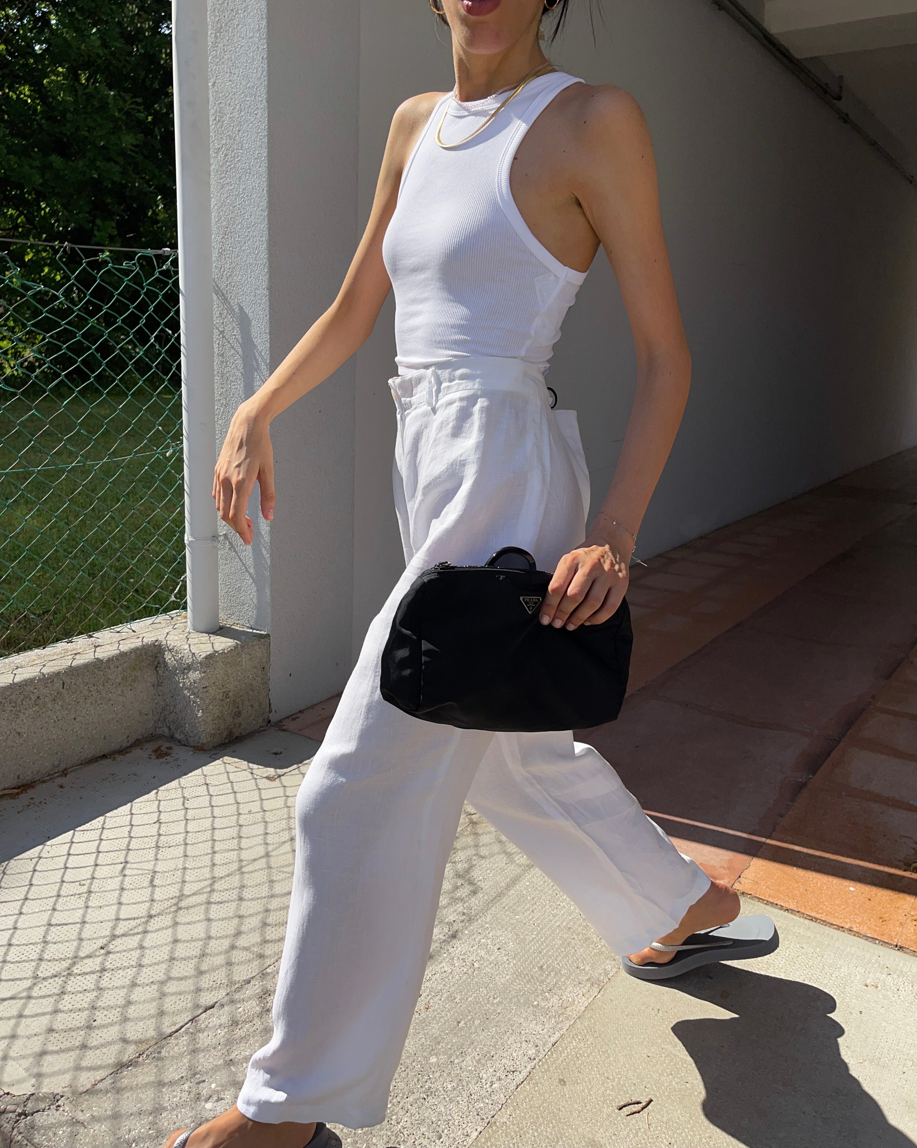 White  linen trousers