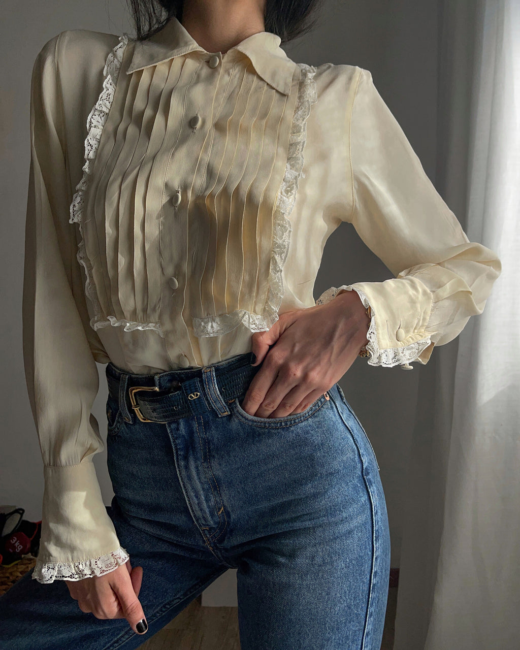 Silk rouches shirt