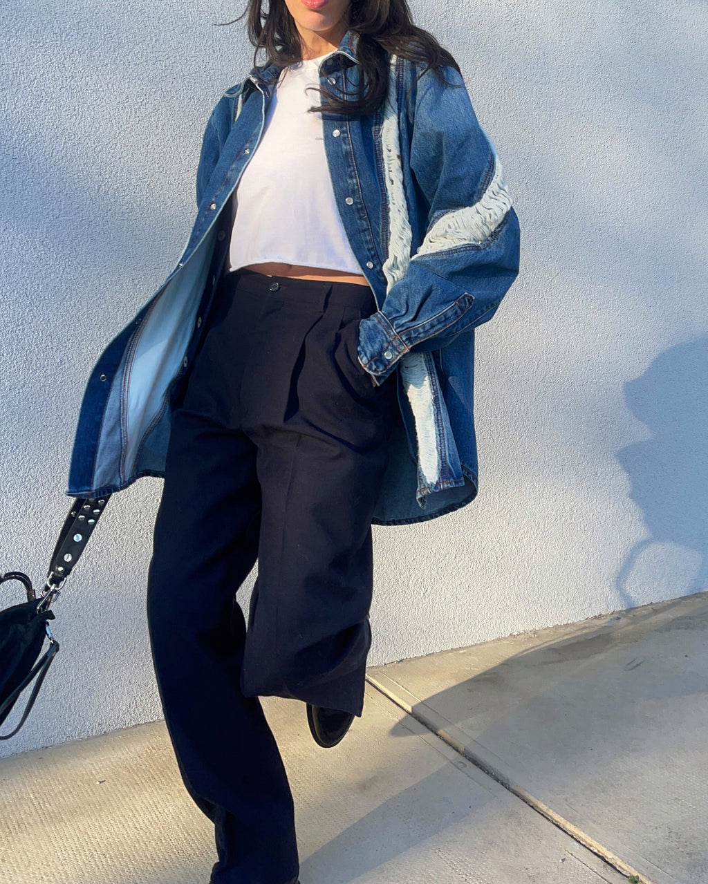 Blue wool trousers