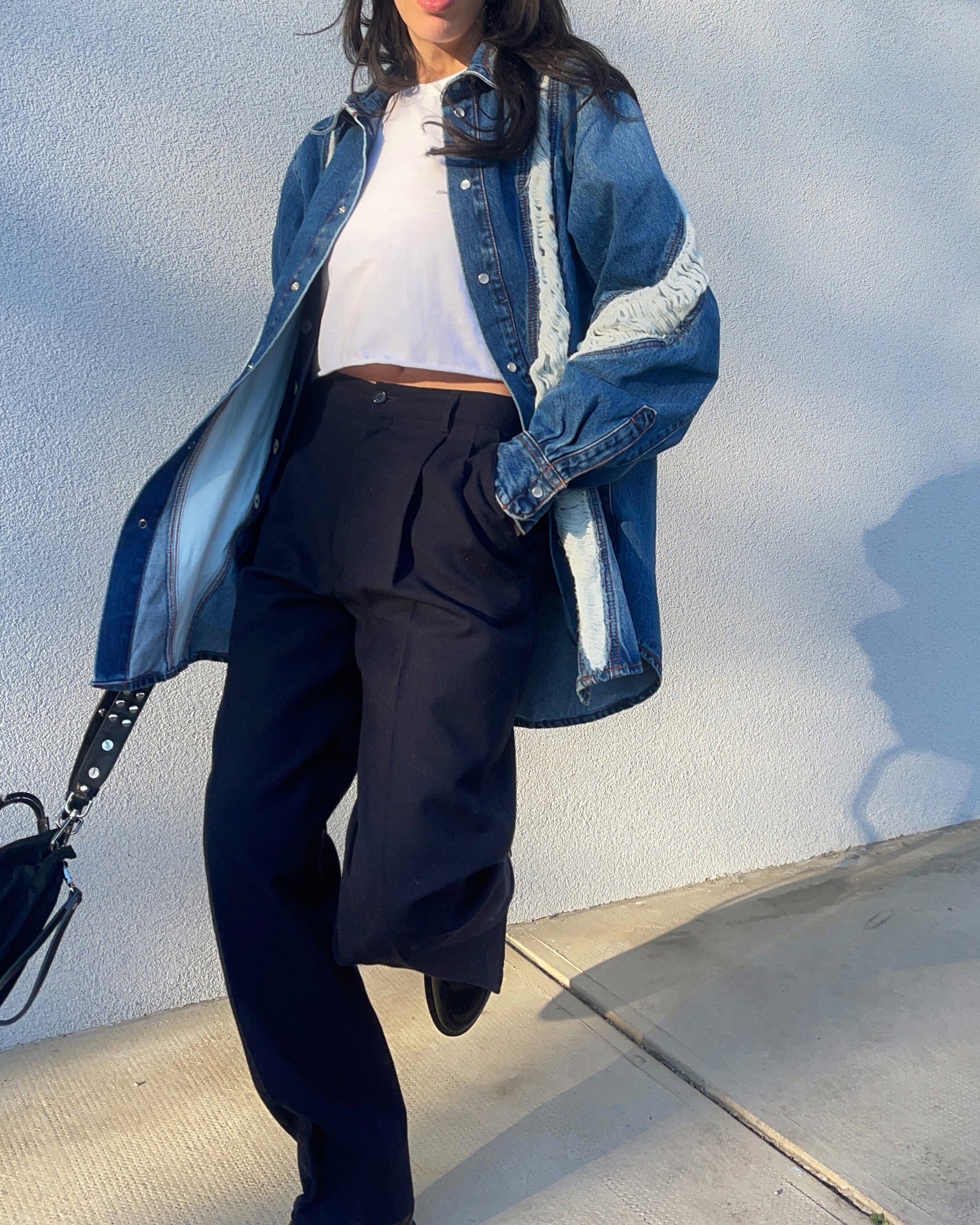 Blue wool trousers