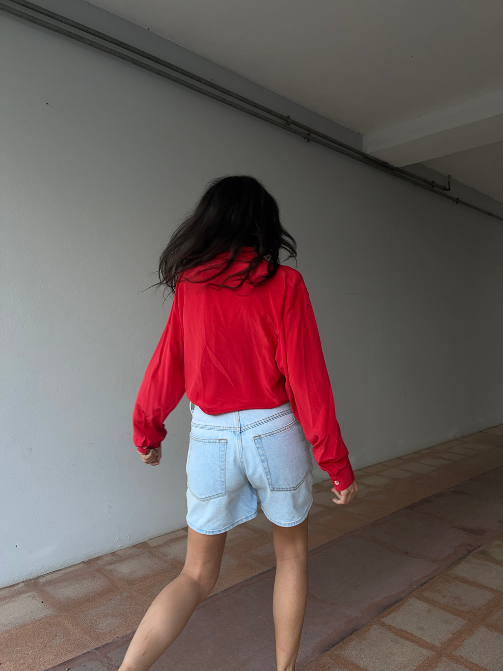 100 silk red shirt