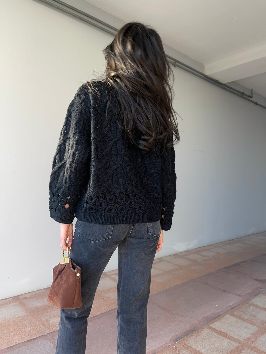 100 wool black cardigan