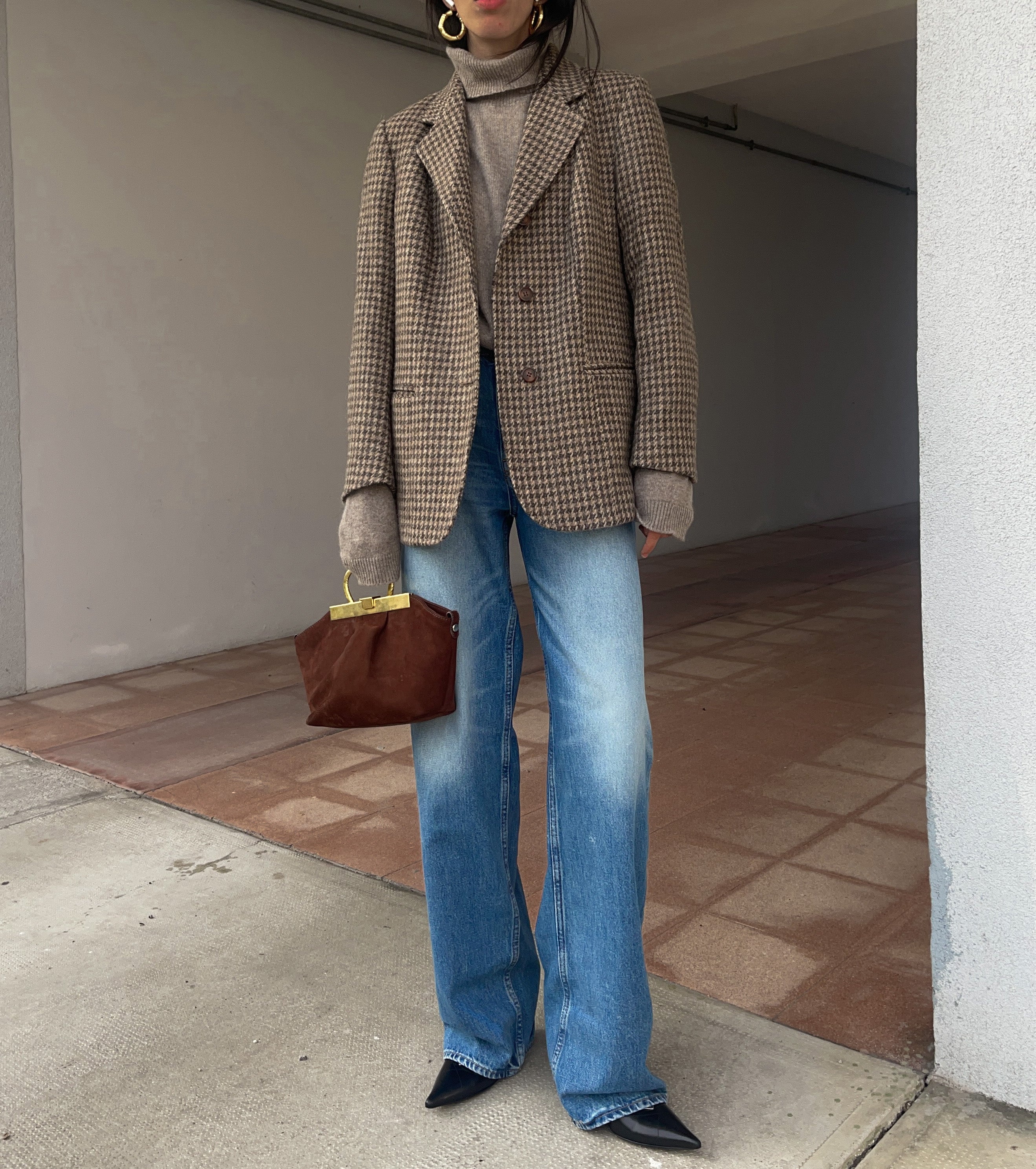 Pied de poule alpaca wool blazer