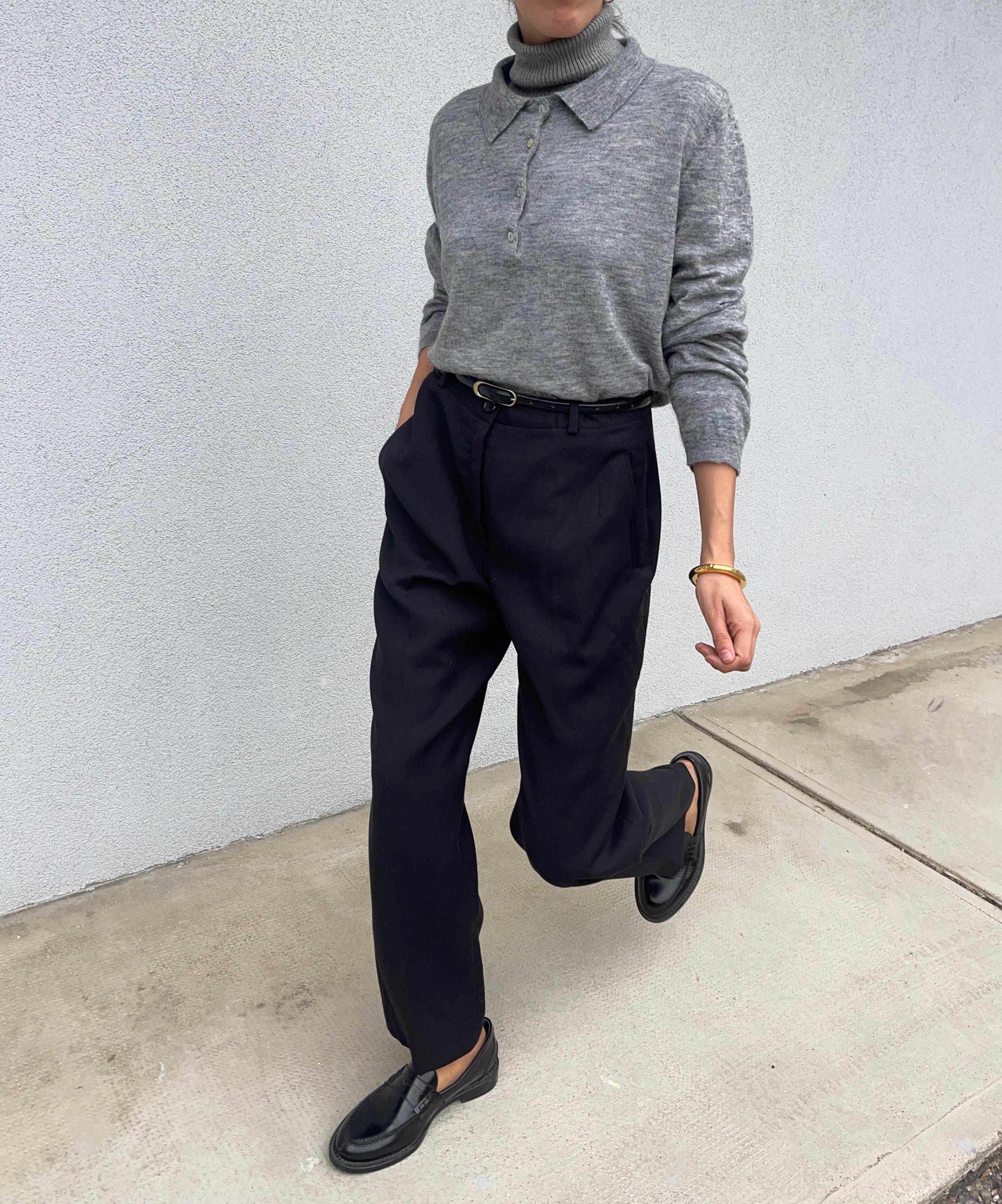 Grey wool blend polo