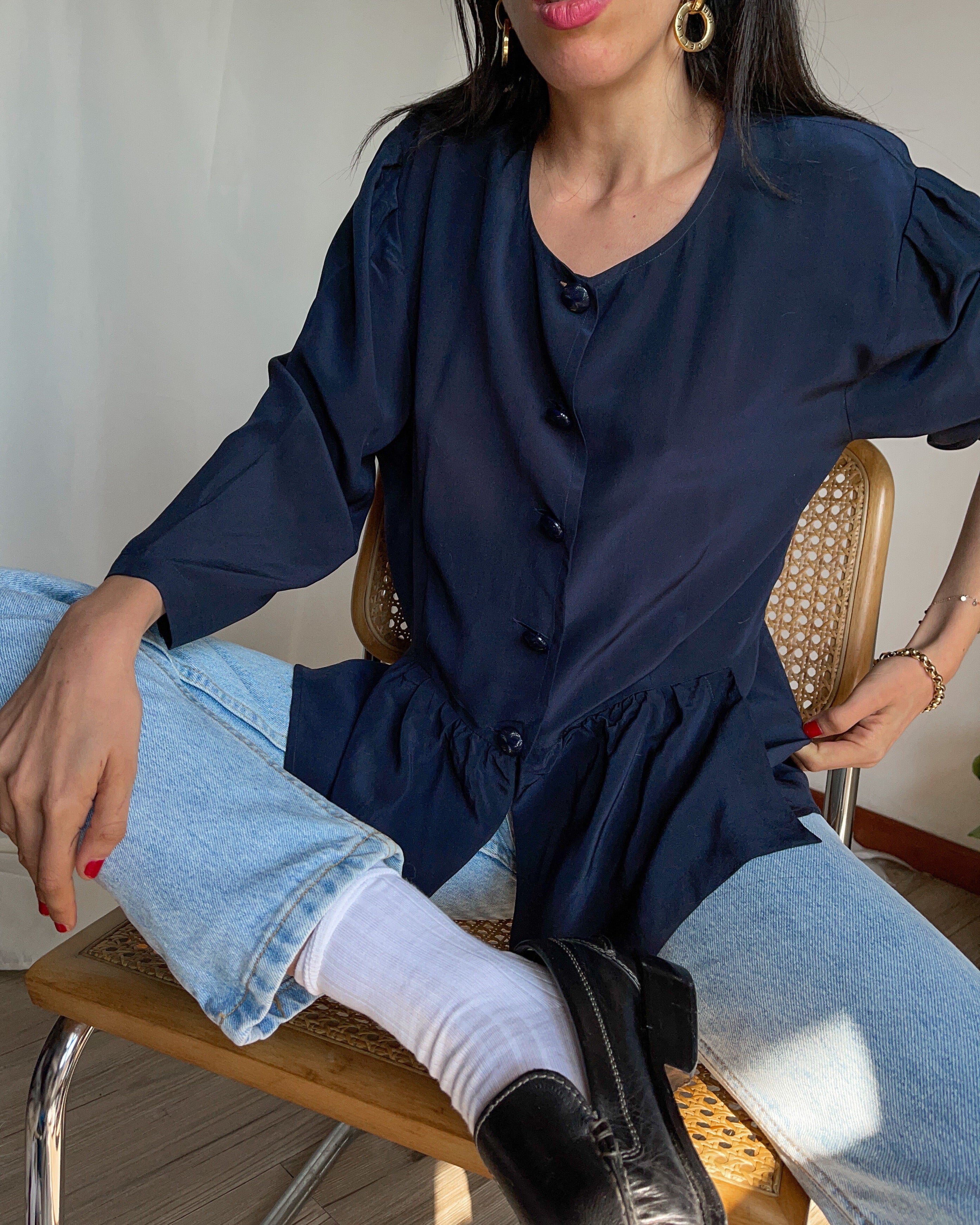 100% silk blue shirt