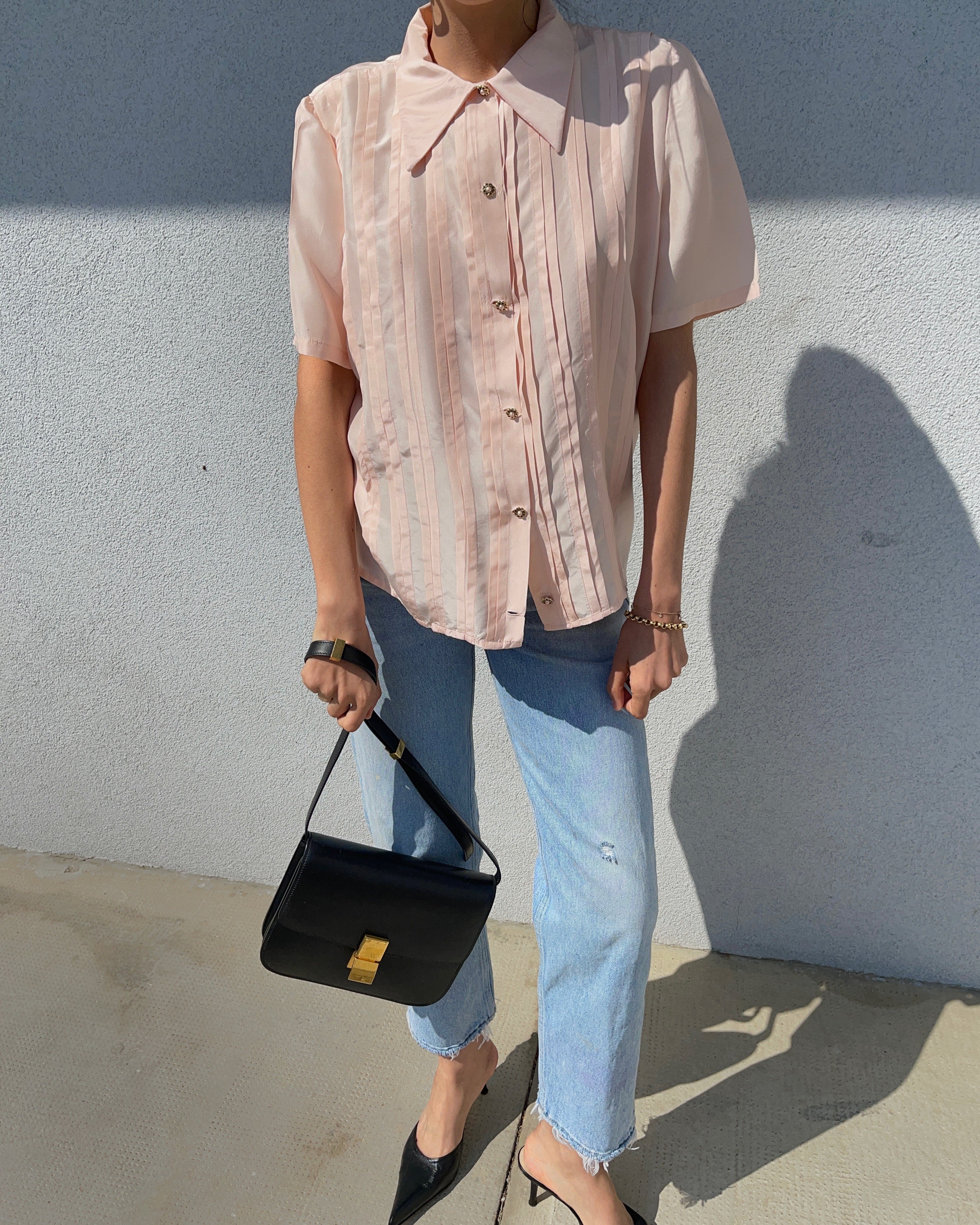 100% silk pink shirt