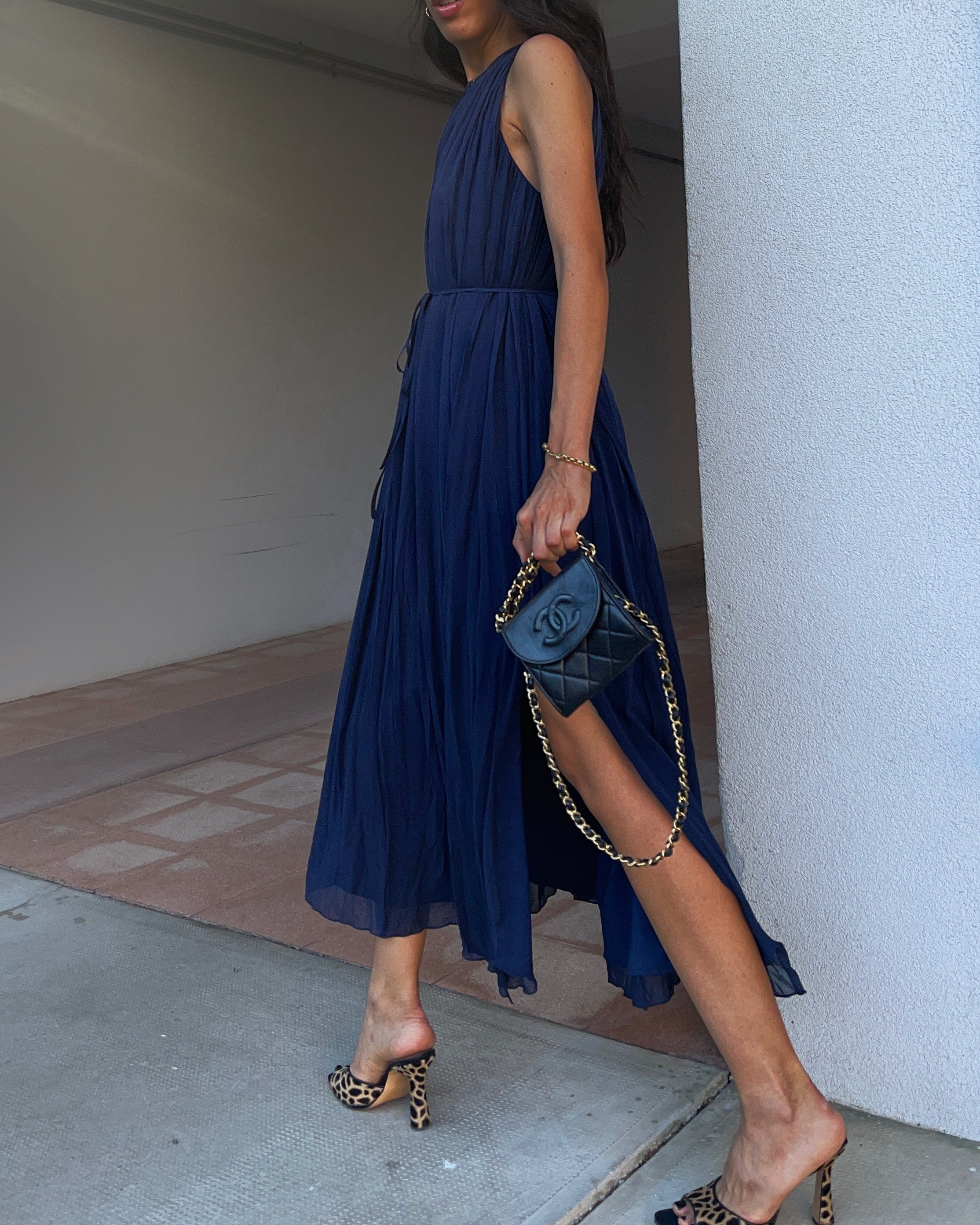 100% silk blue dress