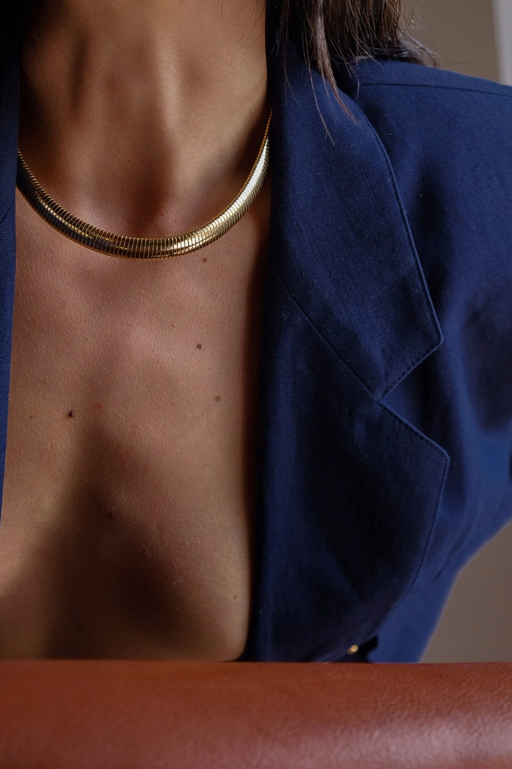 Blazer blue linen blend