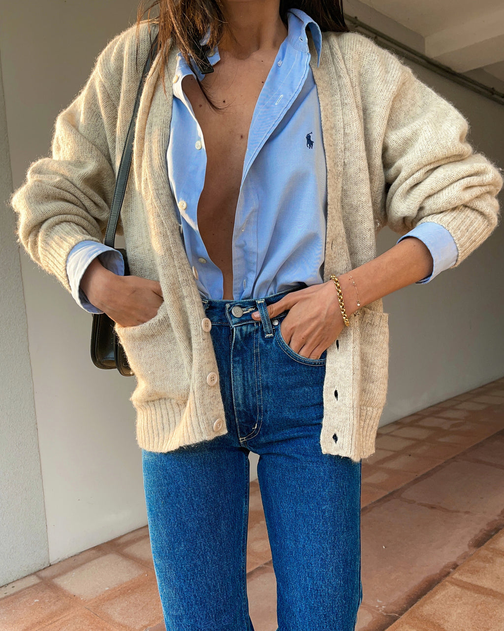 100% wool beige cardigan