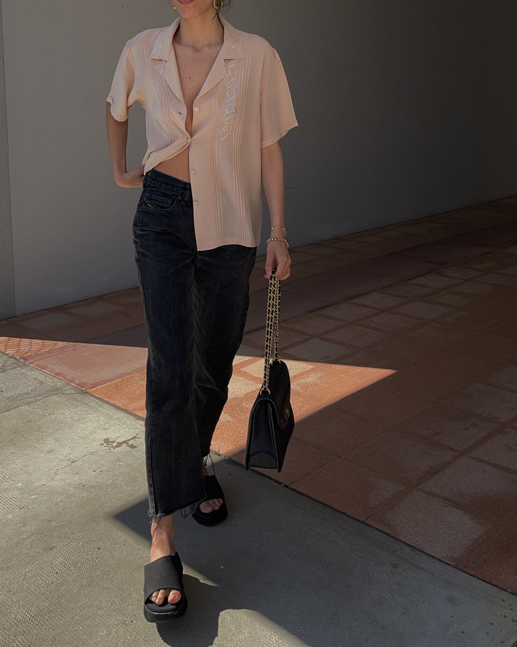 100 silk pale pink shirt