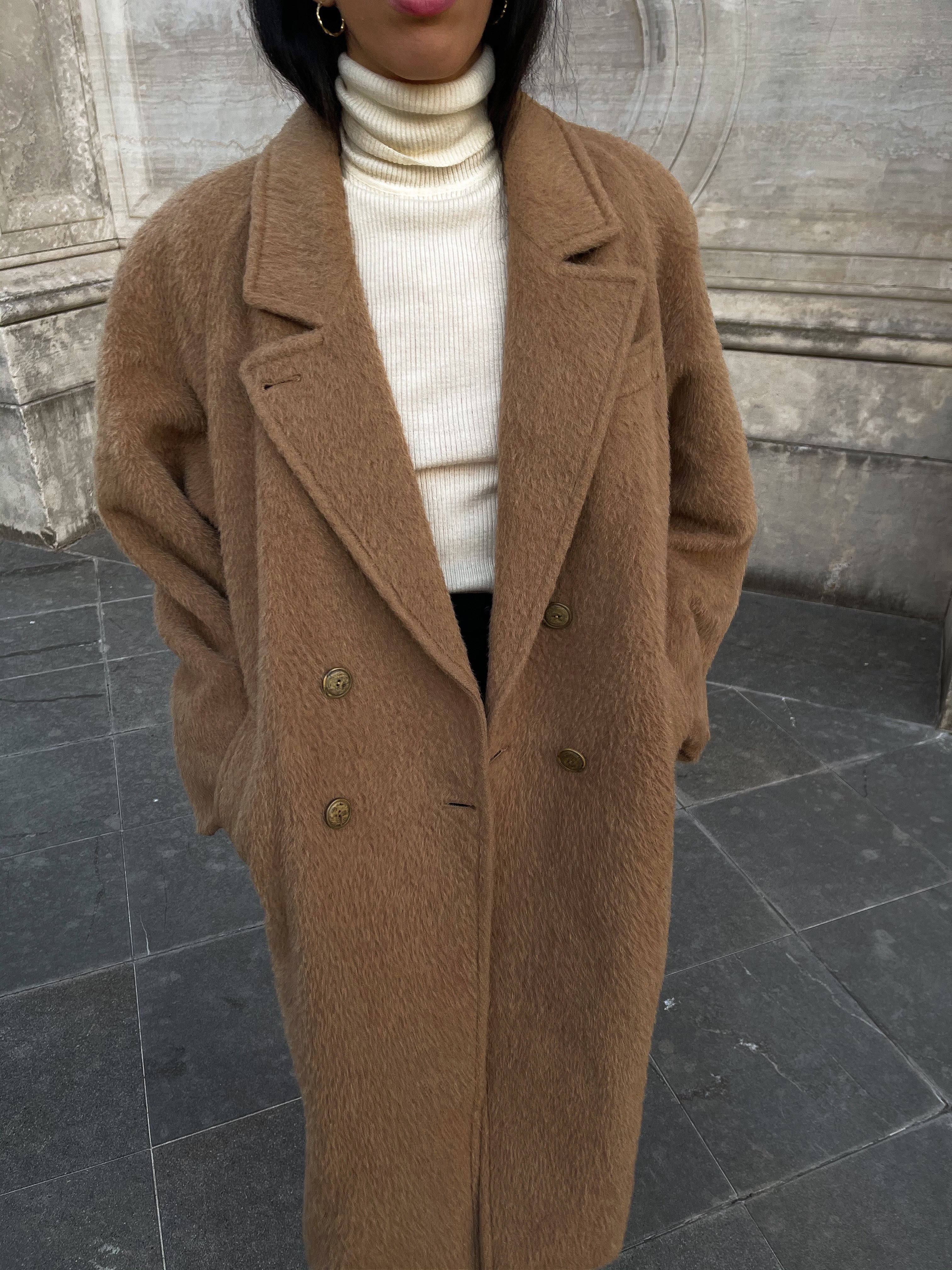 Camel furry coat