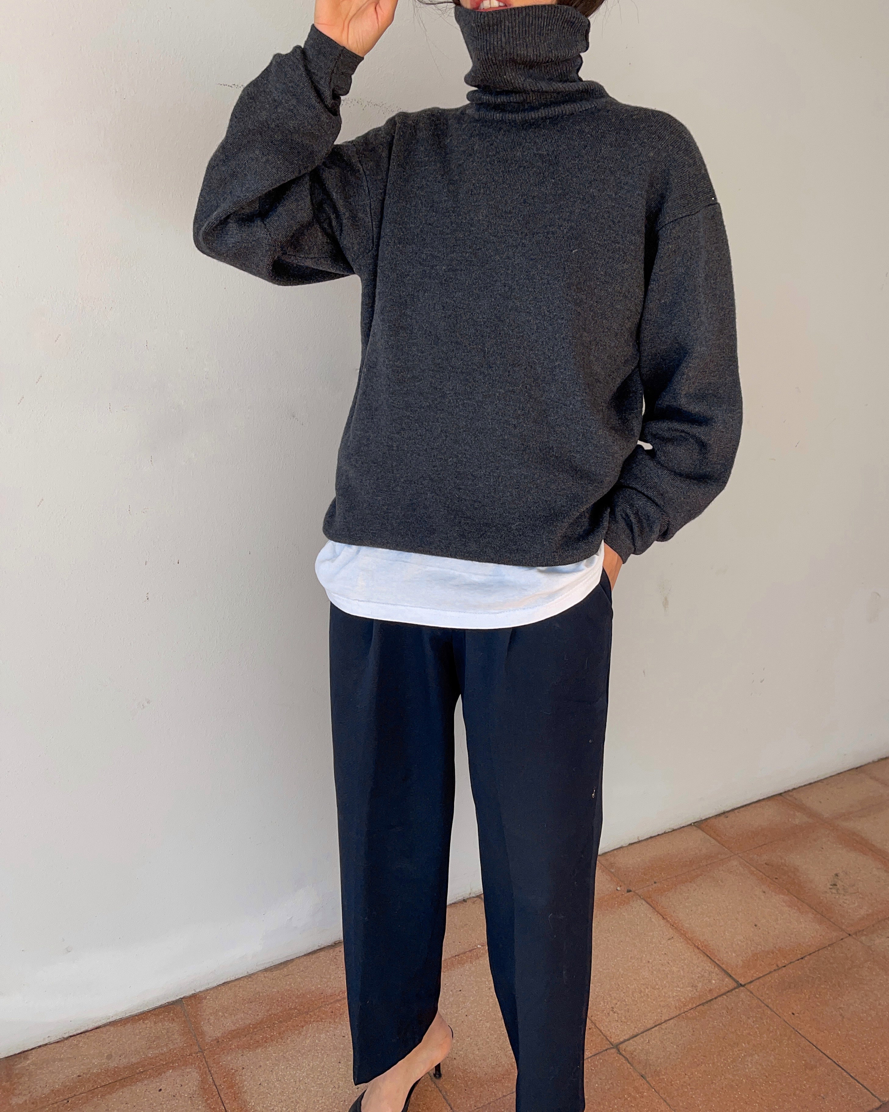 PULLOVER ‘maglione grigio over 100 Lana merino