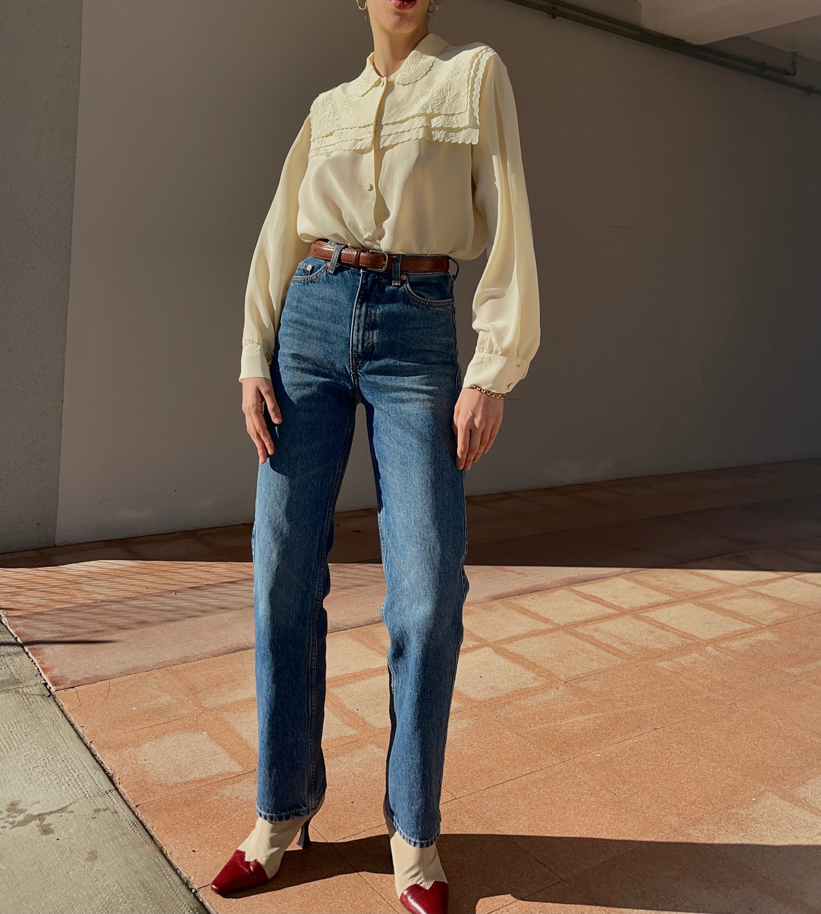 100% silk embroided shirt