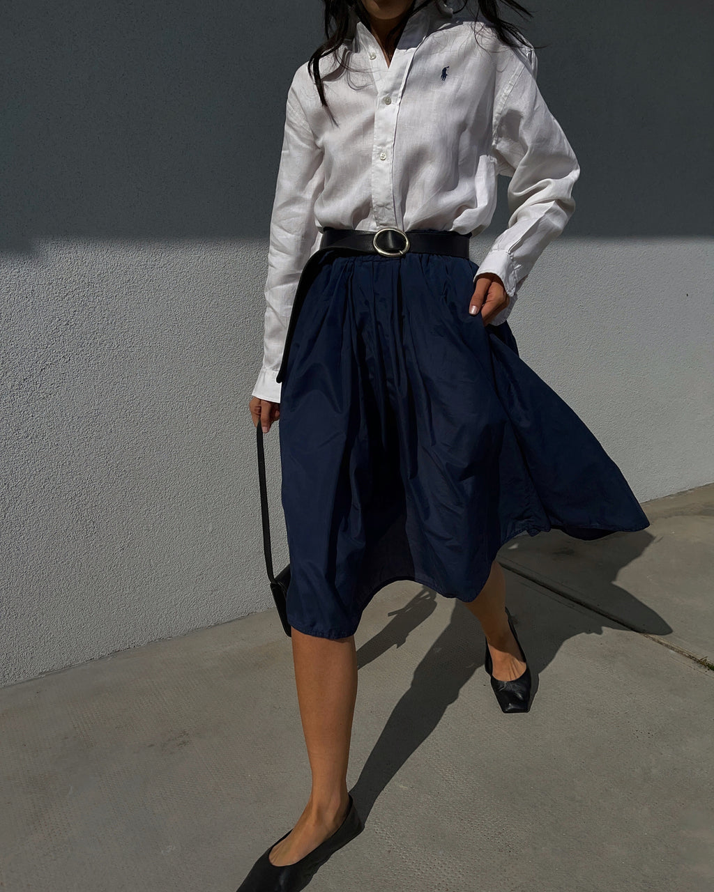 100% silk blue skirt
