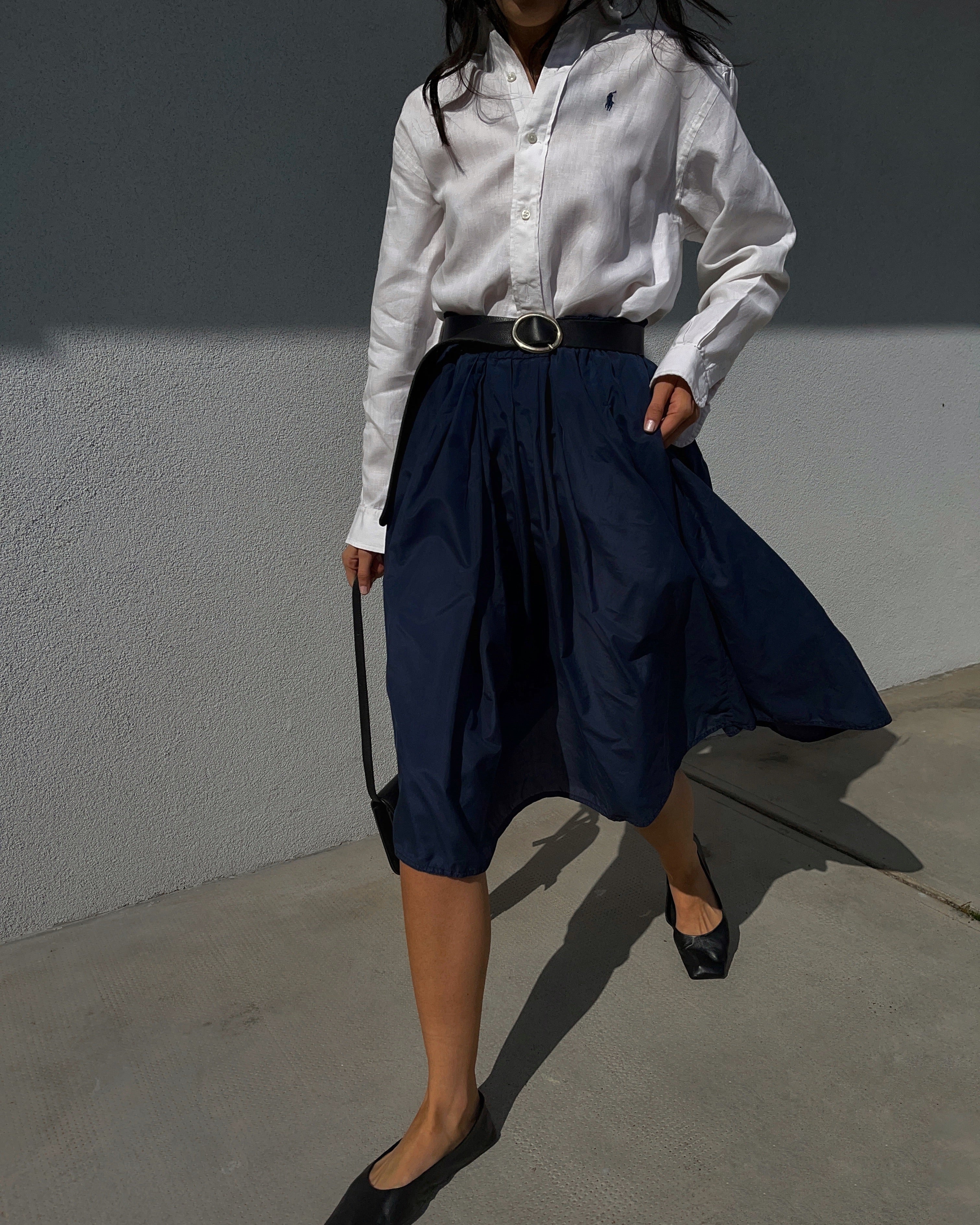 100% silk blue skirt