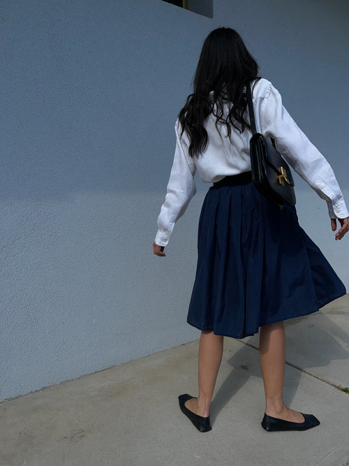 100% silk blue skirt