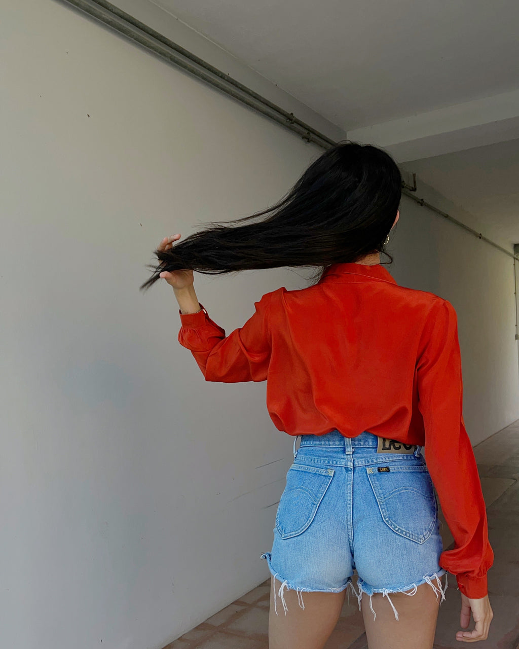 100% silk rust shirt