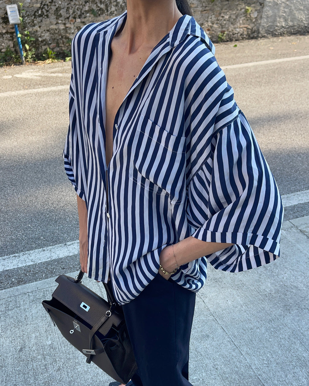 100 silk striped shirt