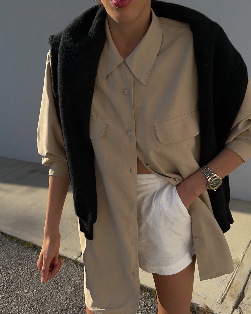 Camicione 100% seta beige