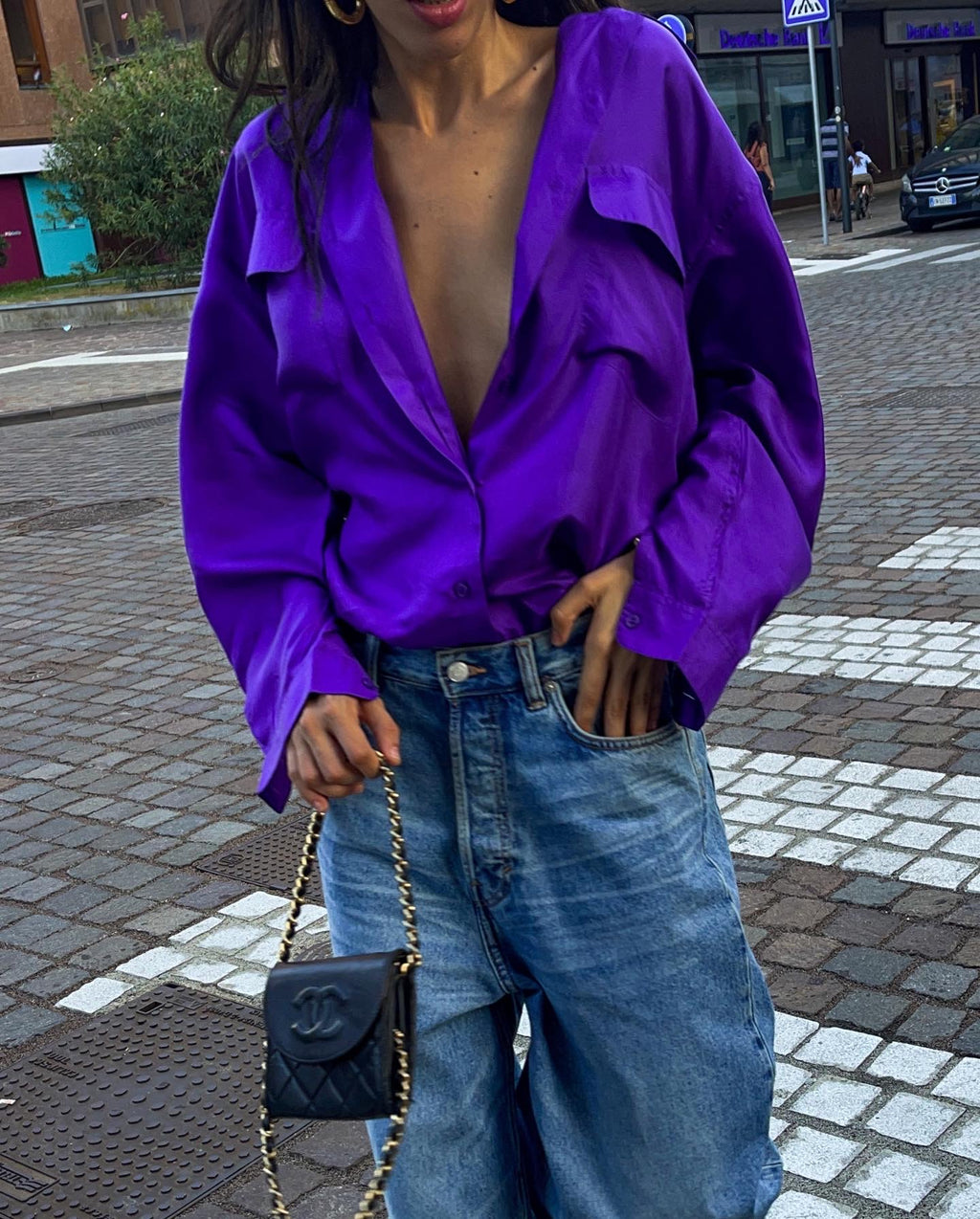 100 silk violet shirt