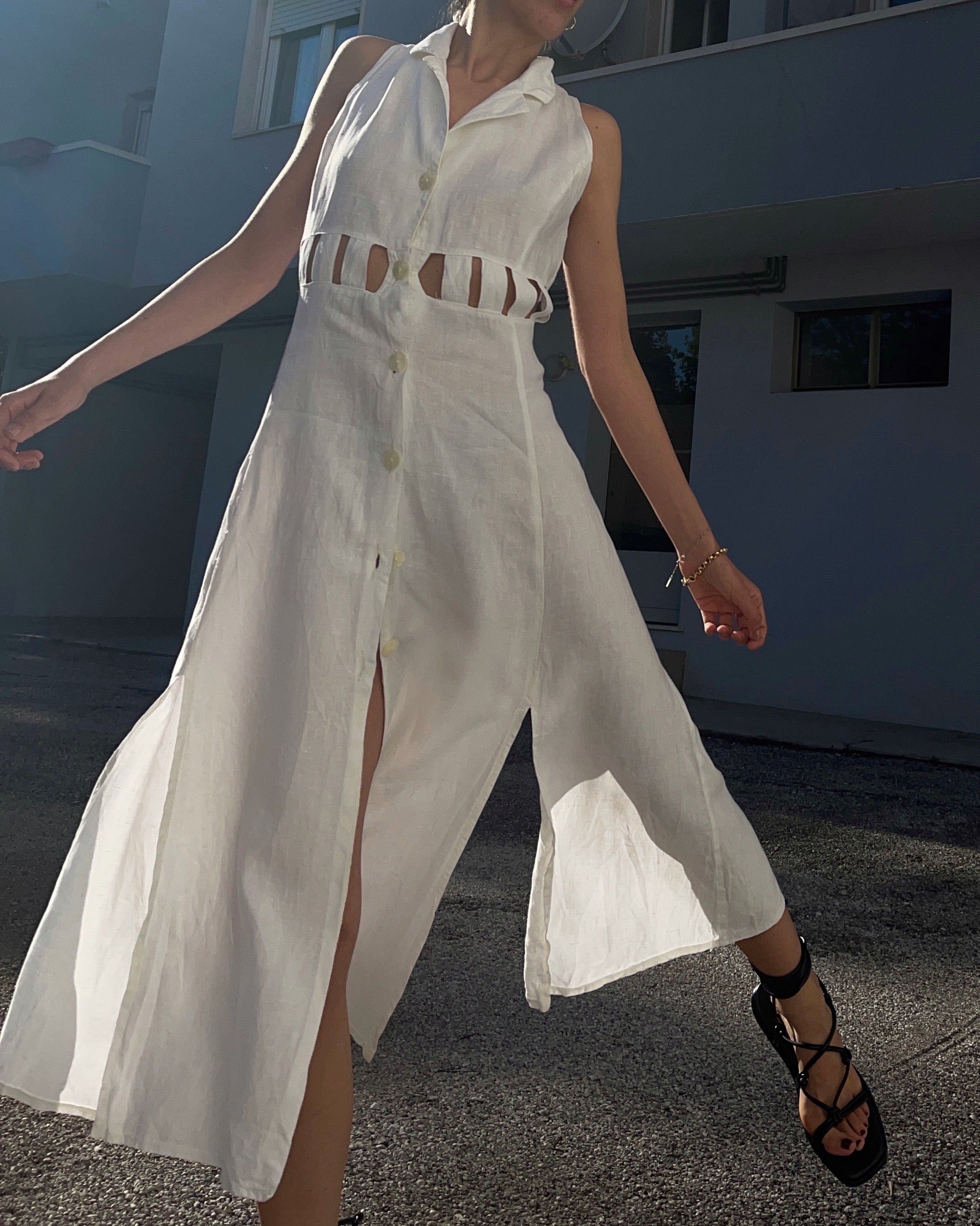 linen white dress