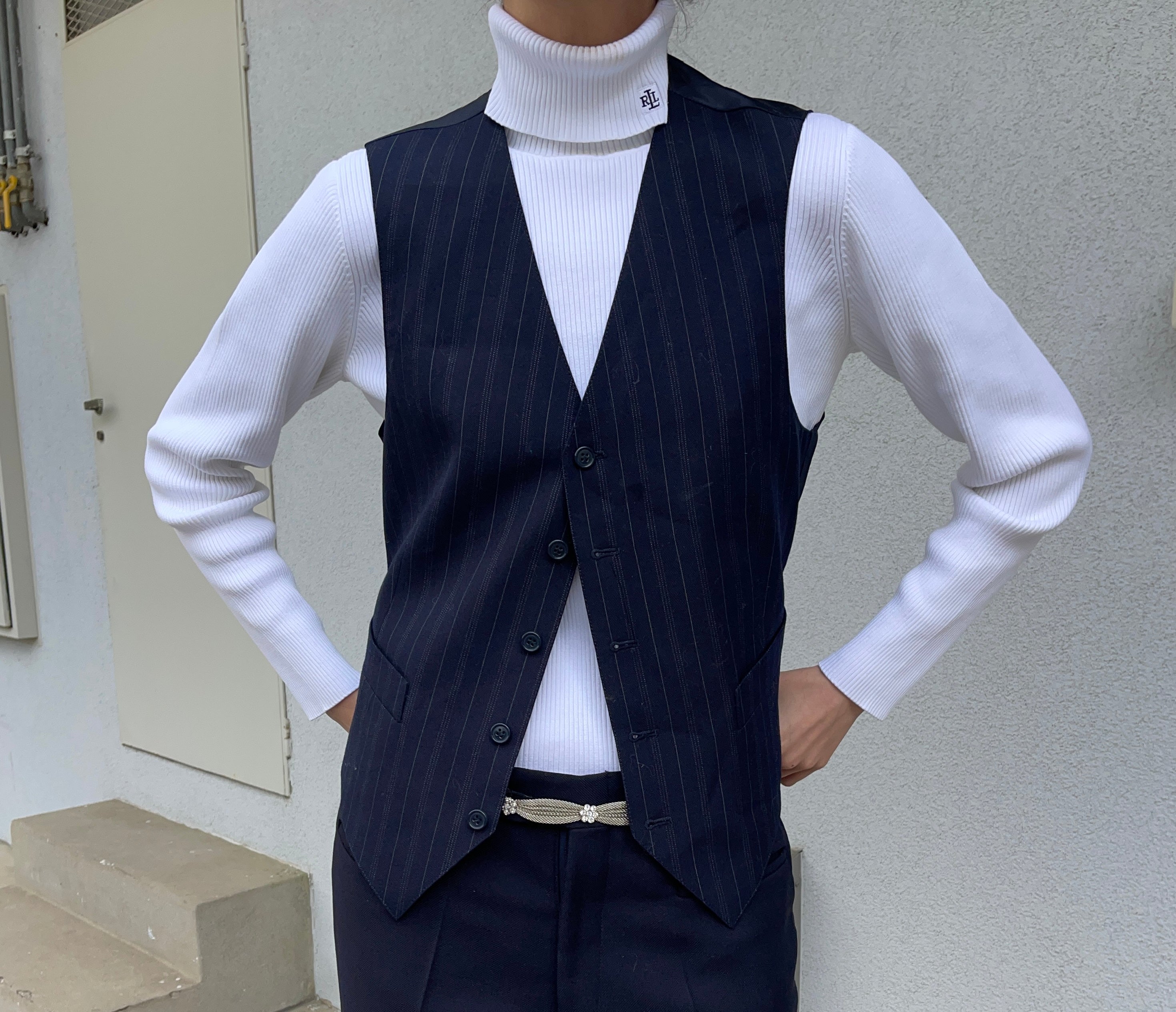 Gilet gessato lana