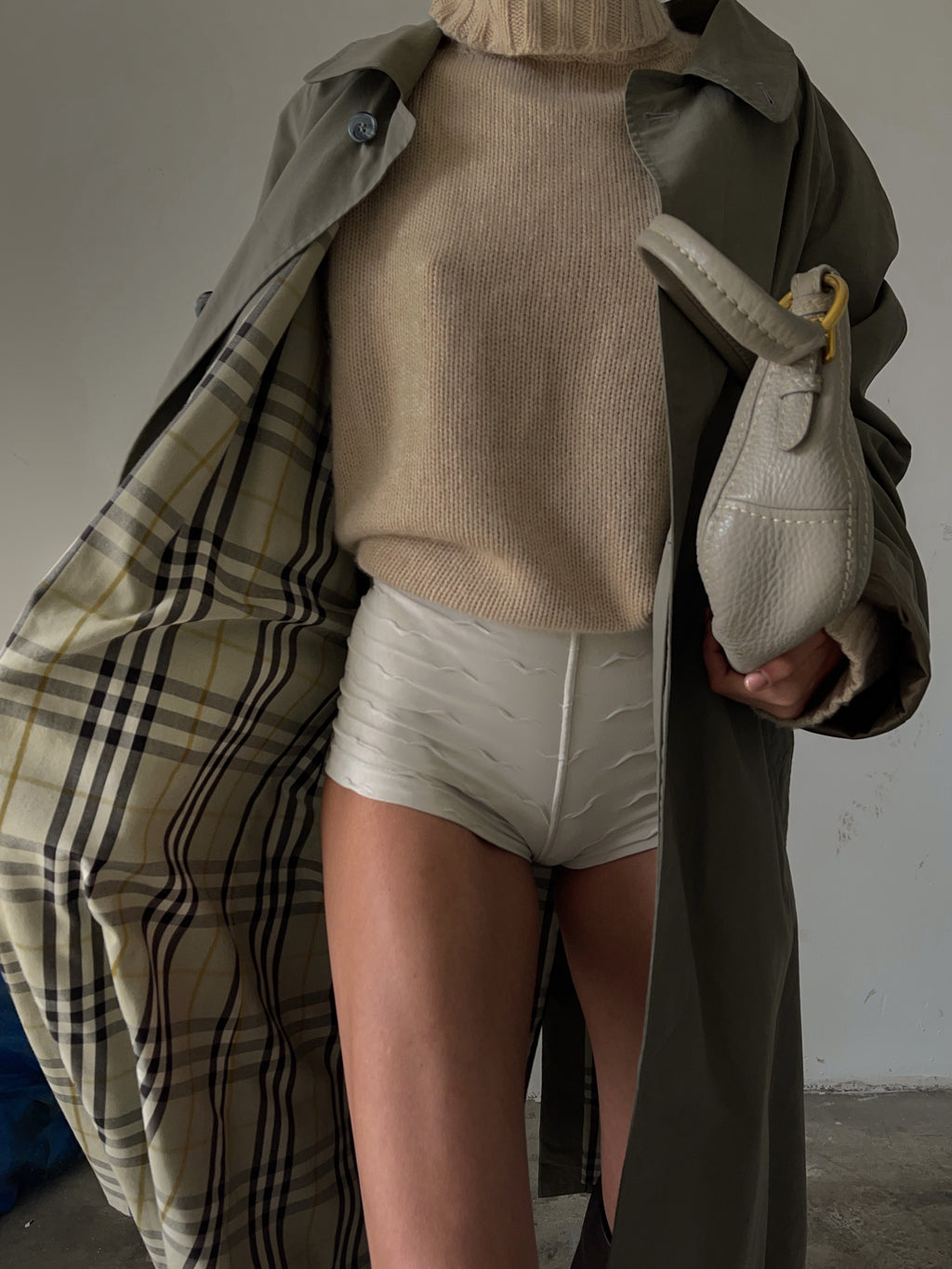 Military green trench coat