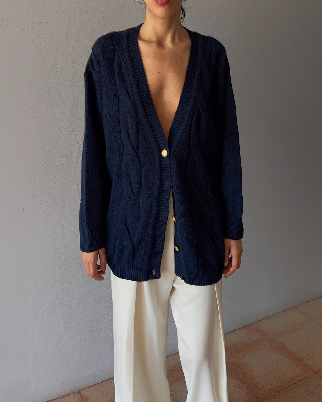 Blue lambswool cardigan