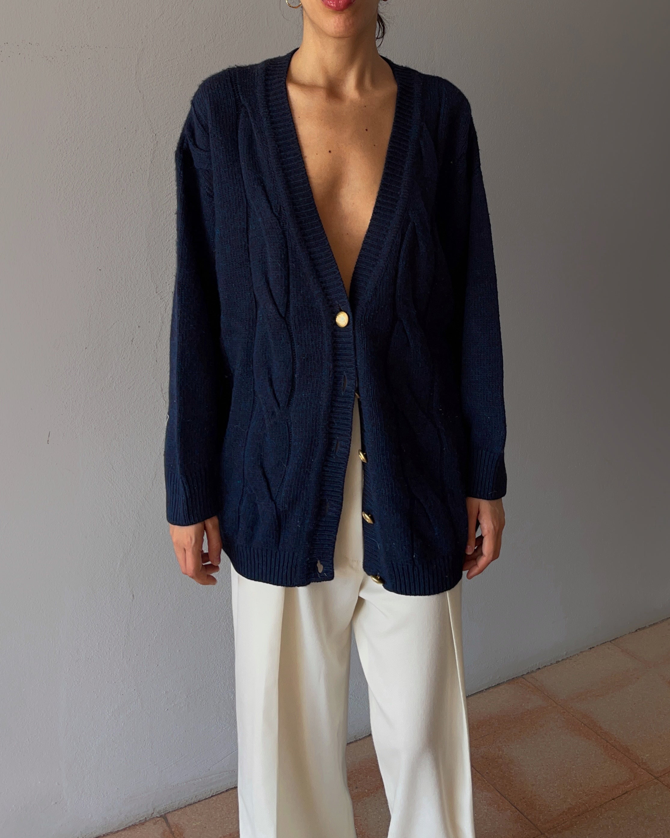 Blue lambswool cardigan