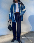 Blue wool trousers