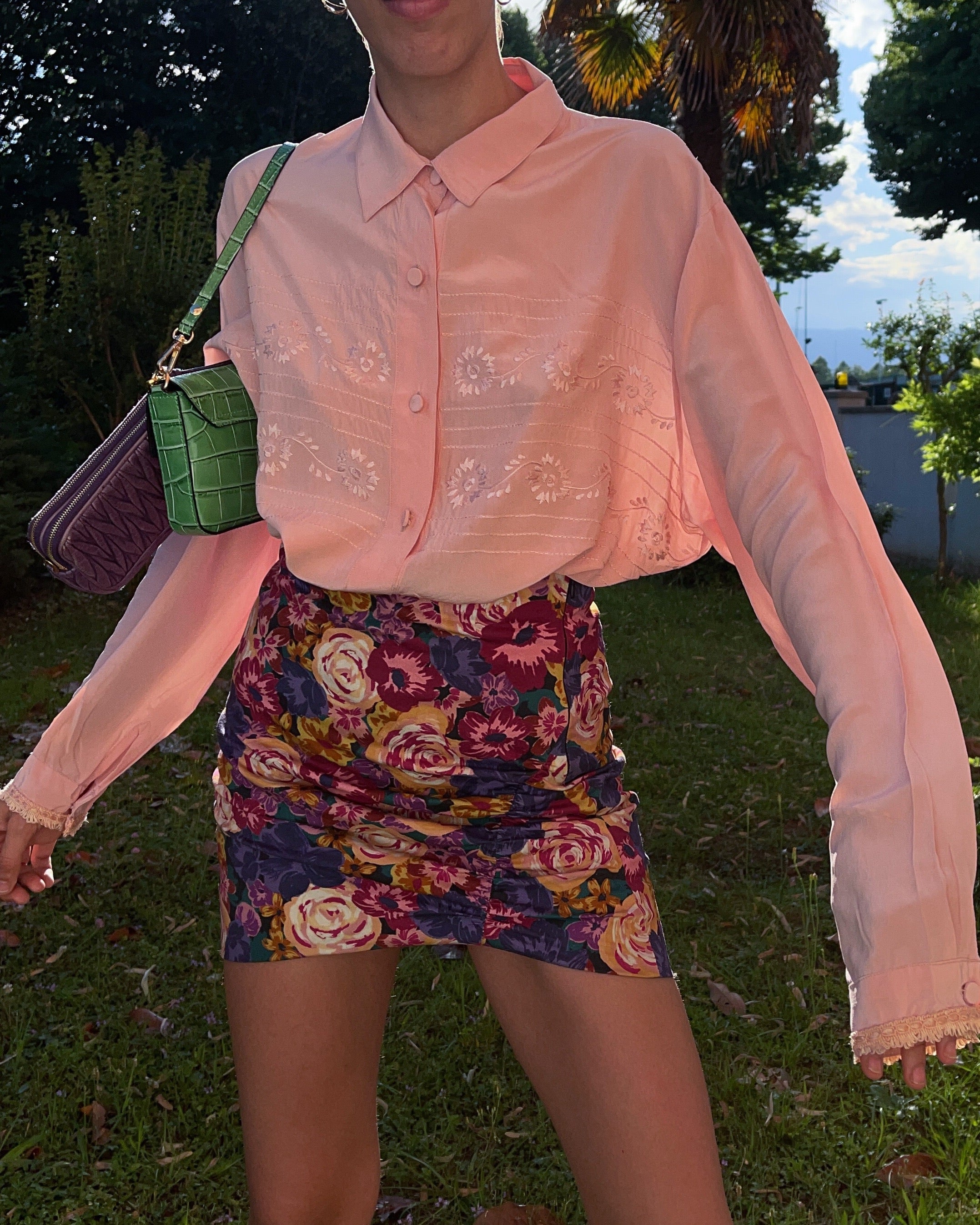 Camicia seta decori