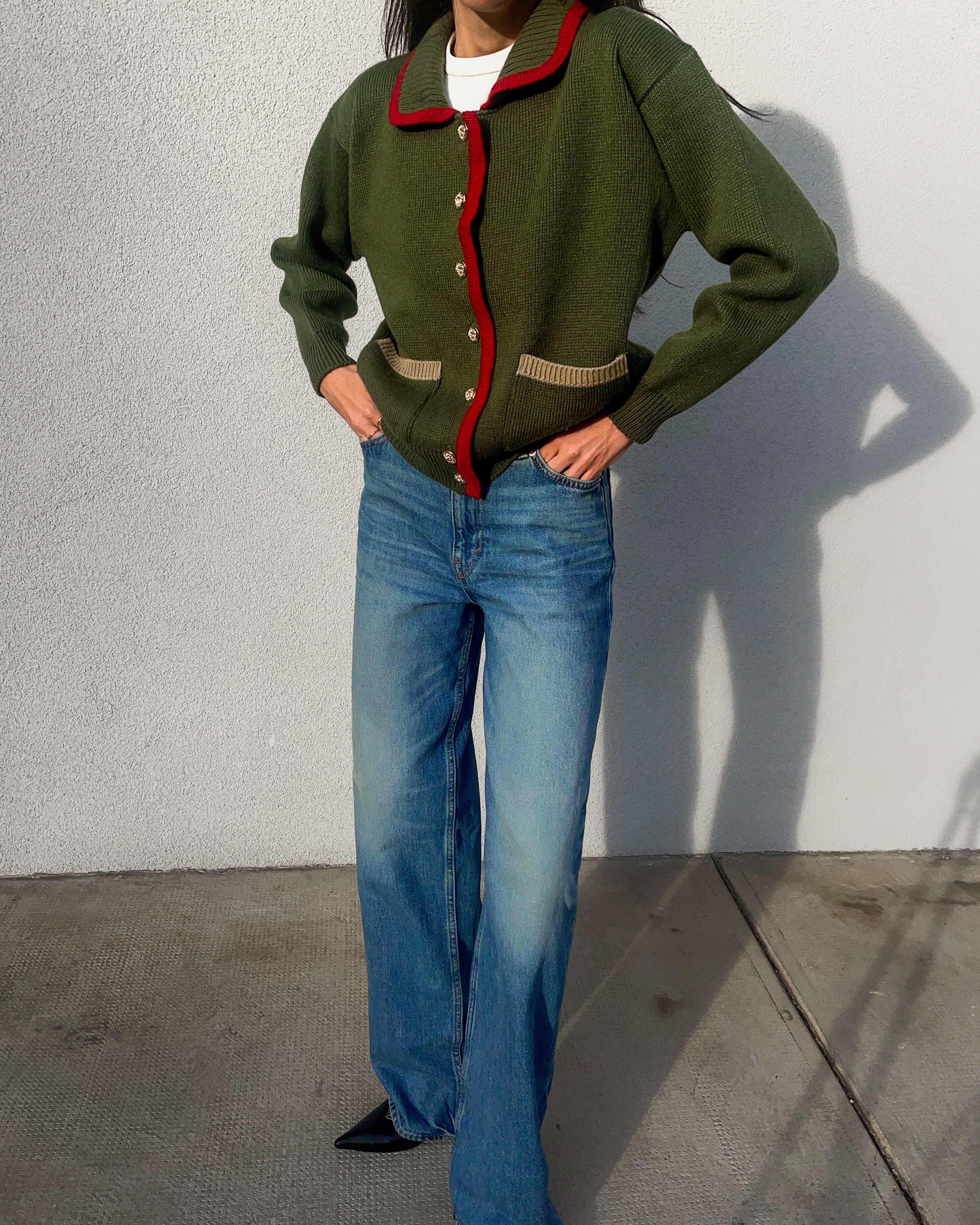 100 wool cropped cardigan