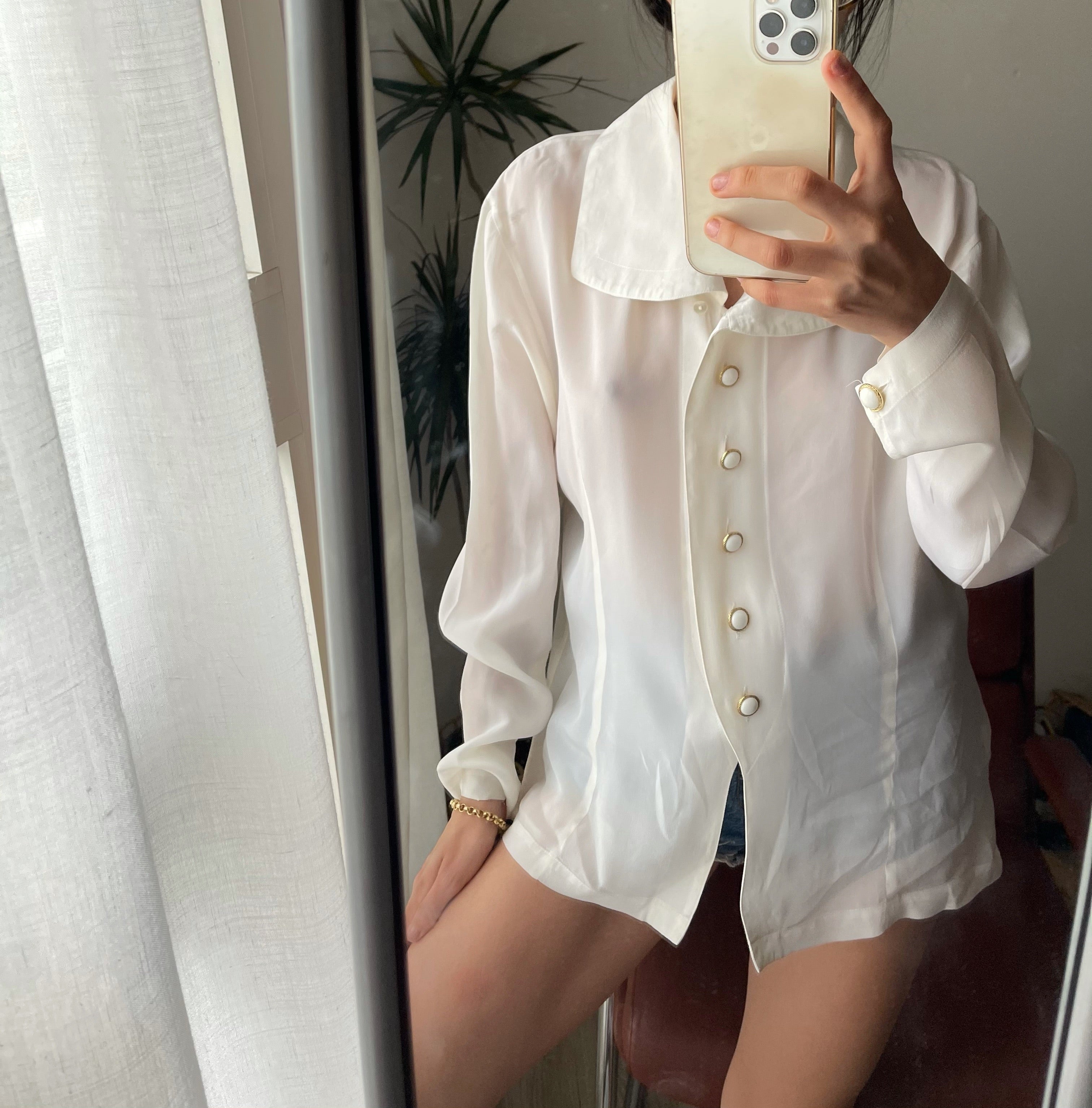 Silk blend maxi collar shirt