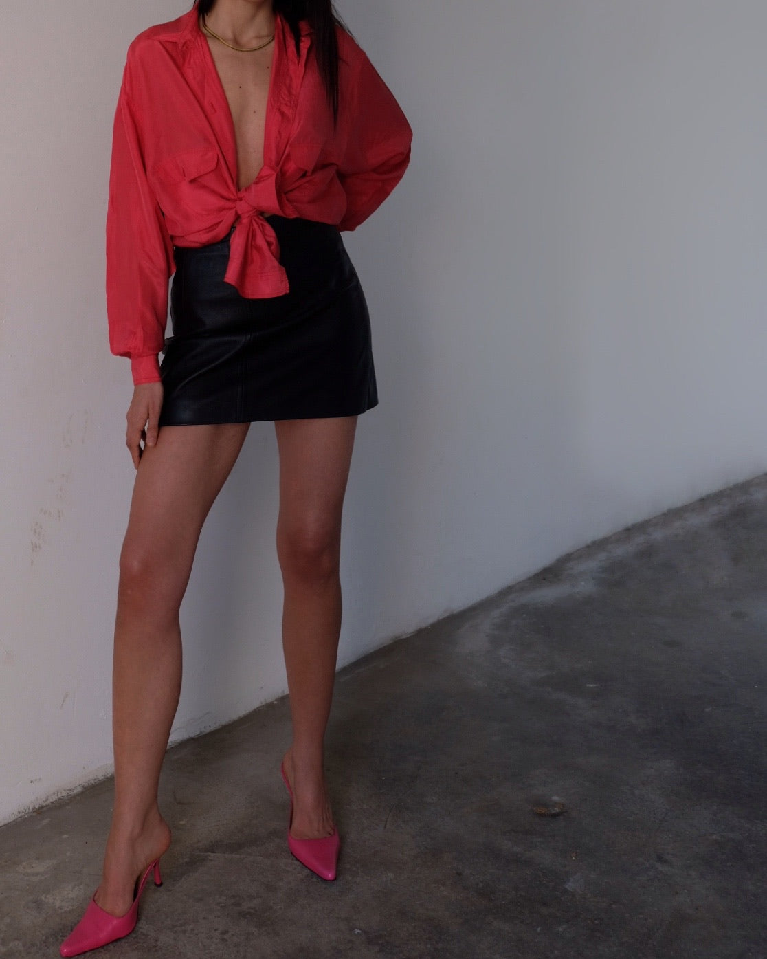 100% silk red button down shirt