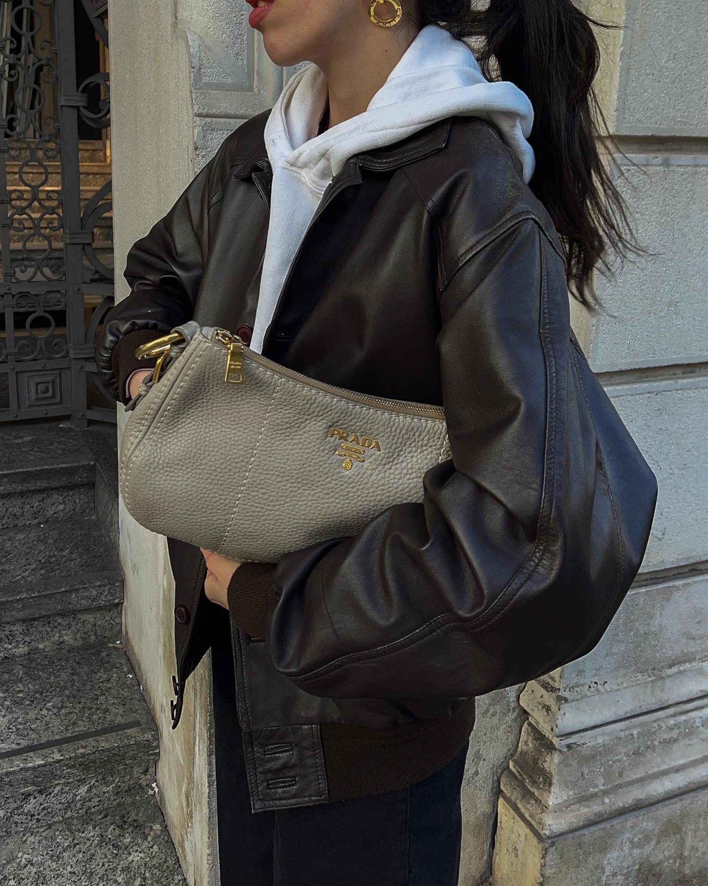 Real leather bomber jacket