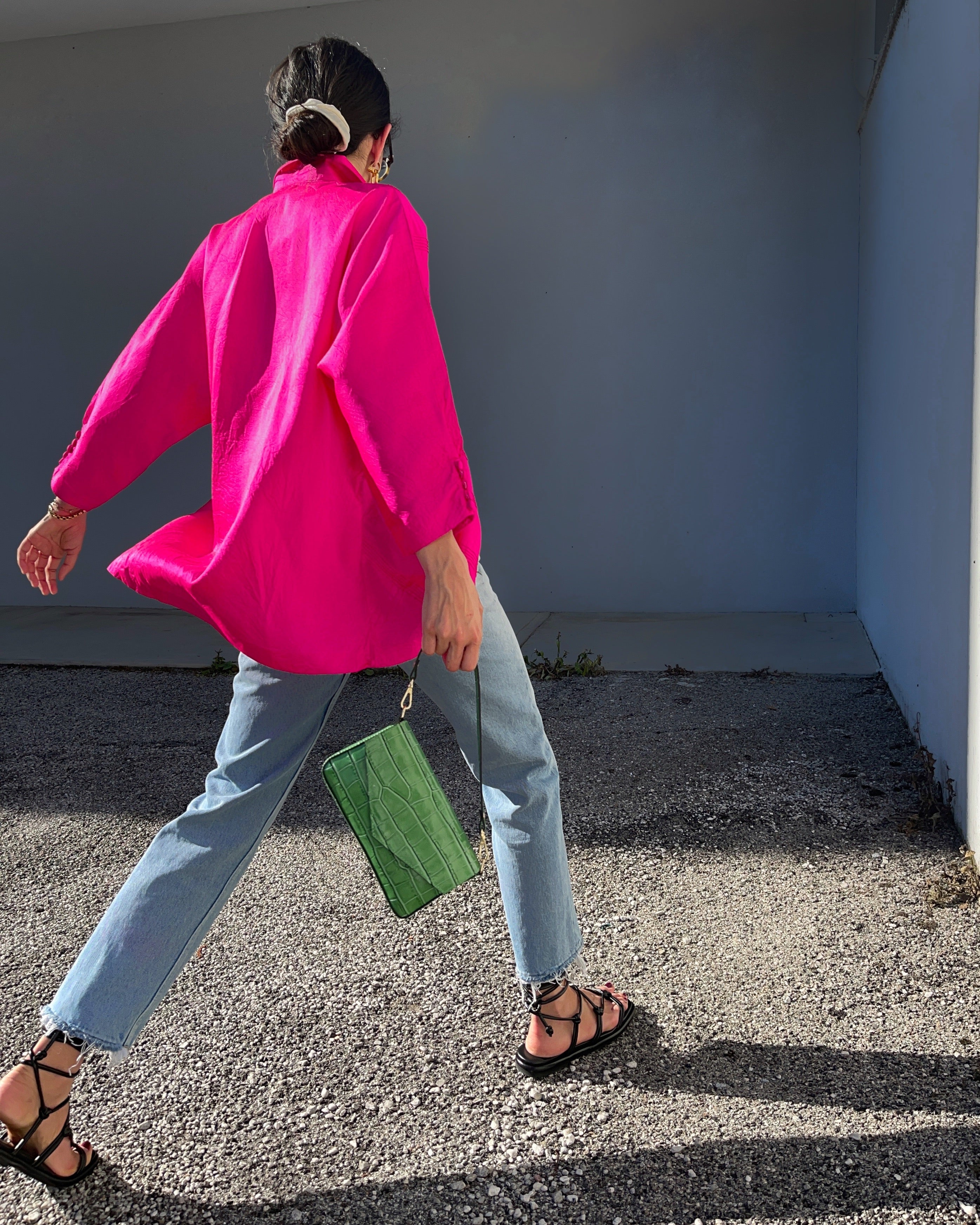 Fucsia button down shirt
