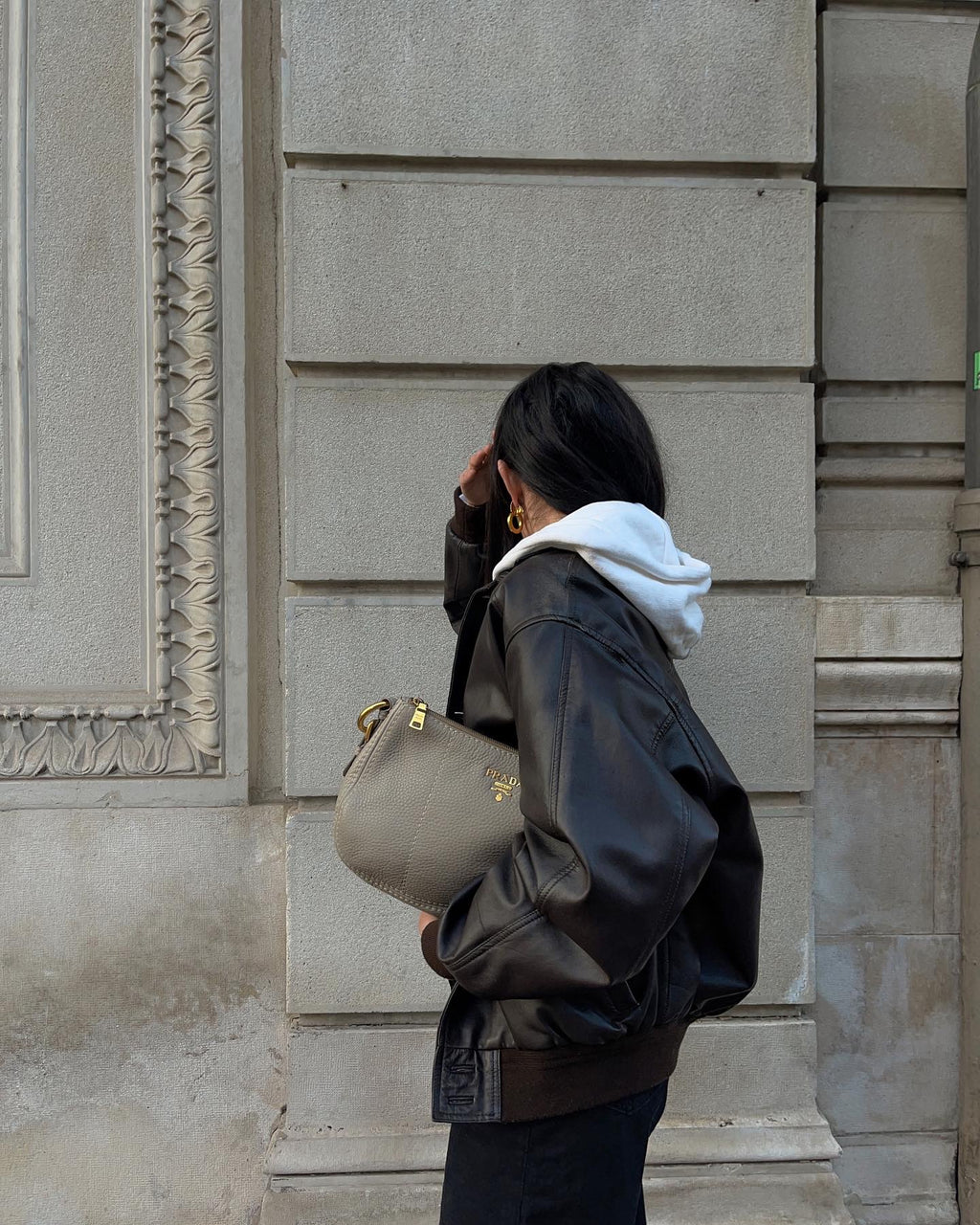 Real leather bomber jacket