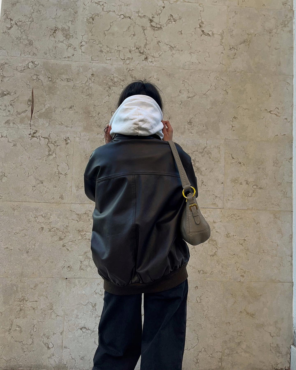 Real leather bomber jacket