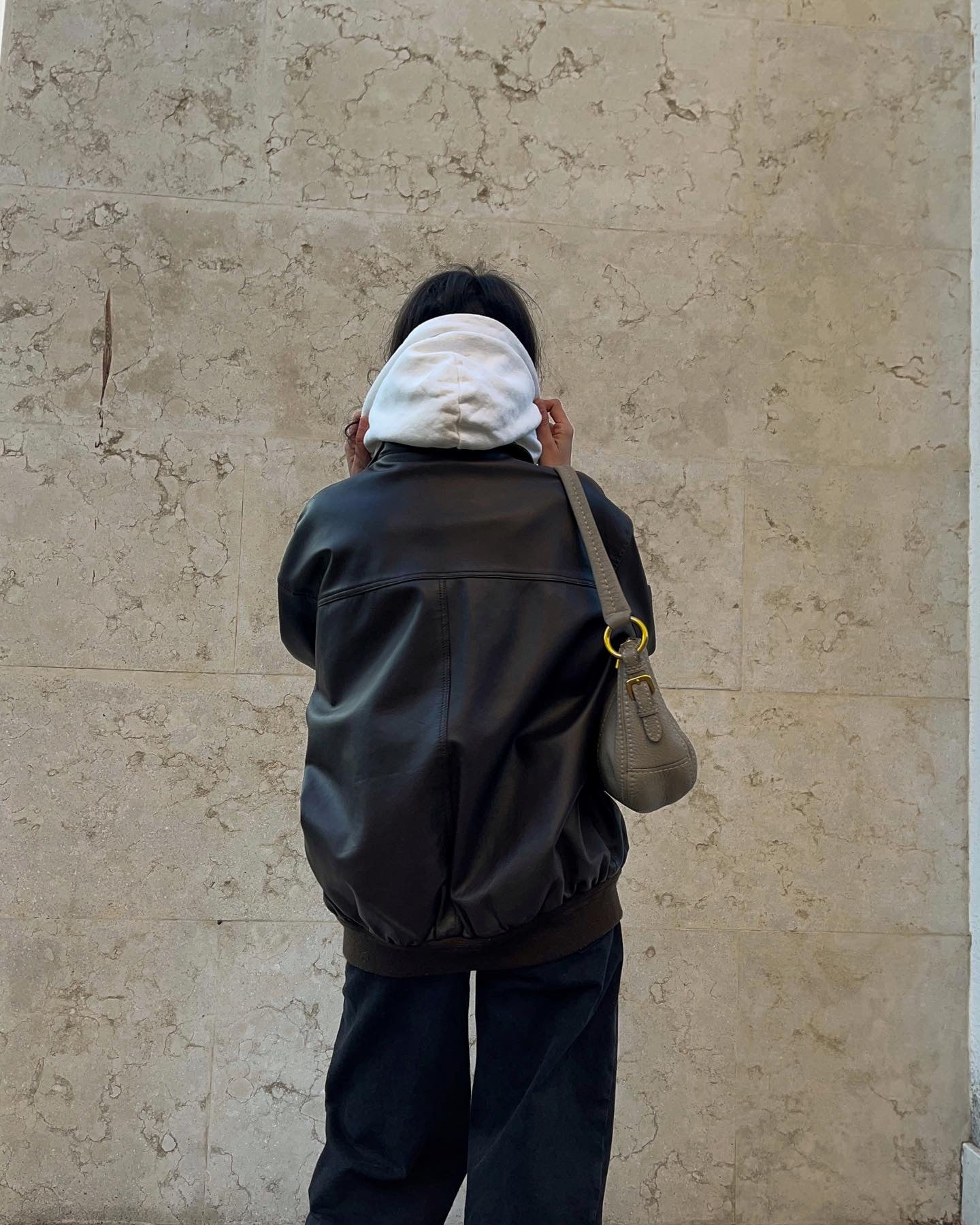 Real leather bomber jacket