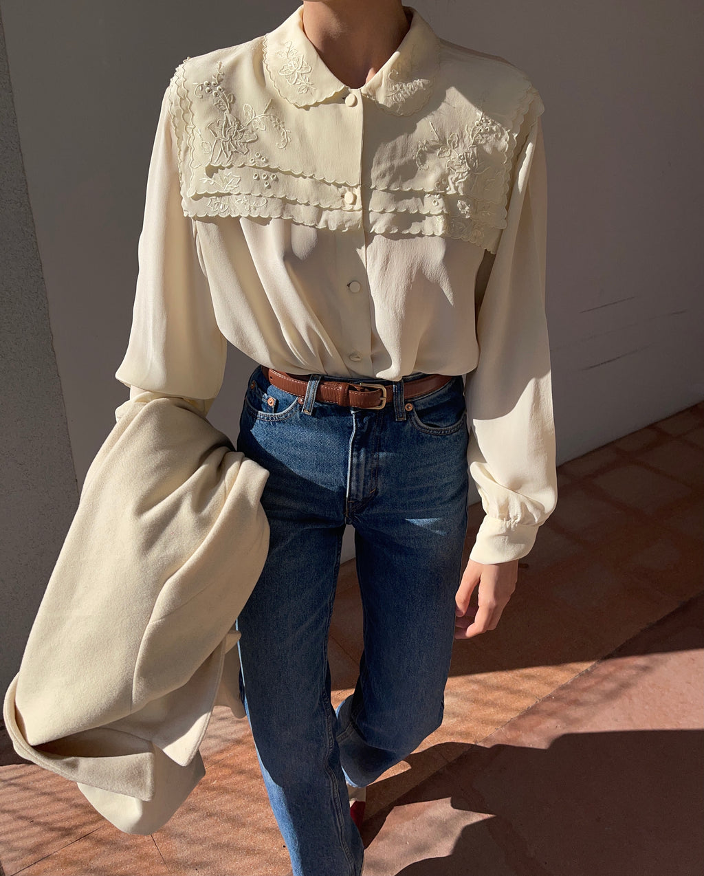 100% silk embroided shirt