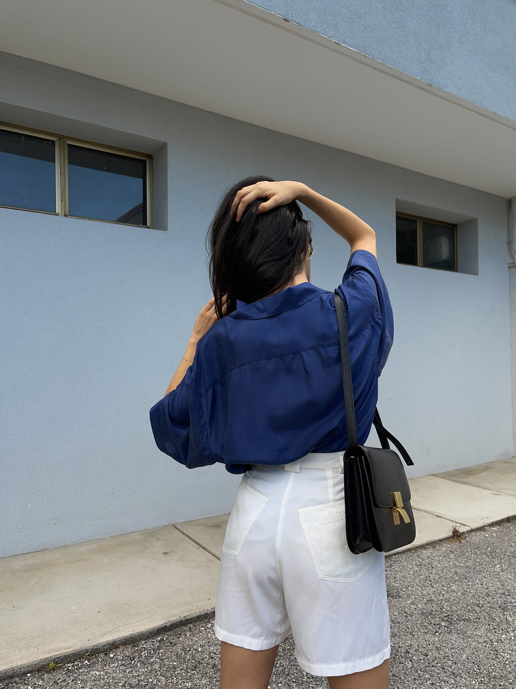 100% silk blue shirt
