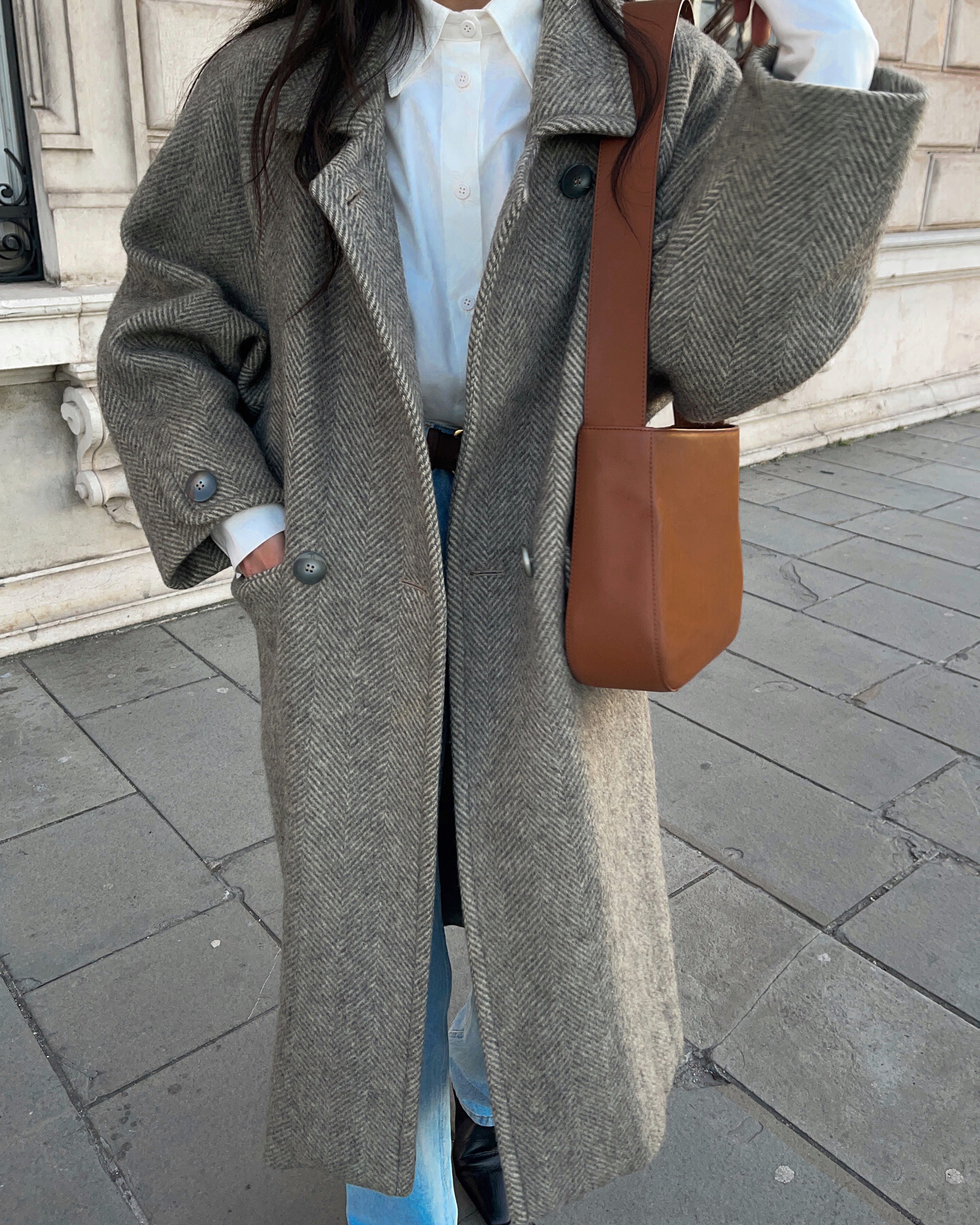 Wool vintage HERRINGBONE COAT