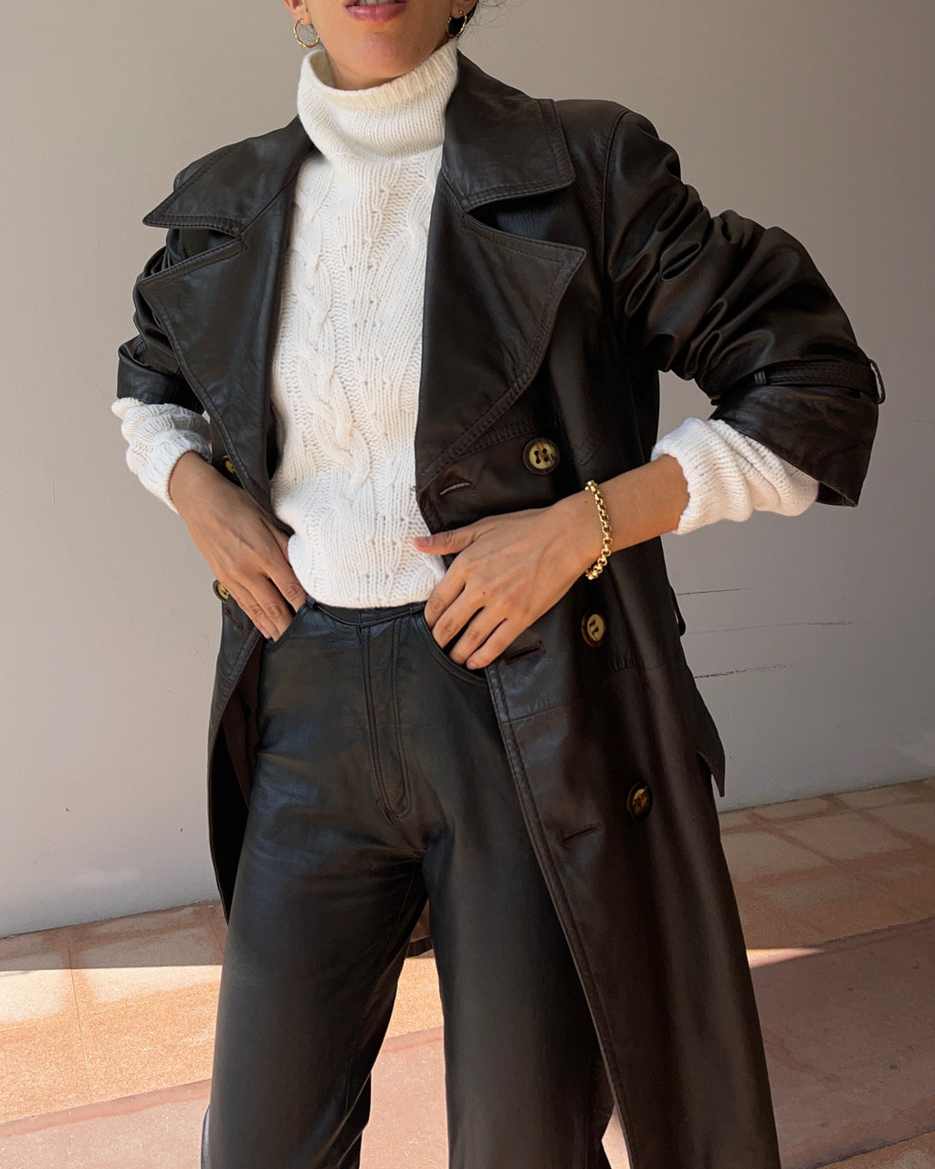 Chocolate Leather trench