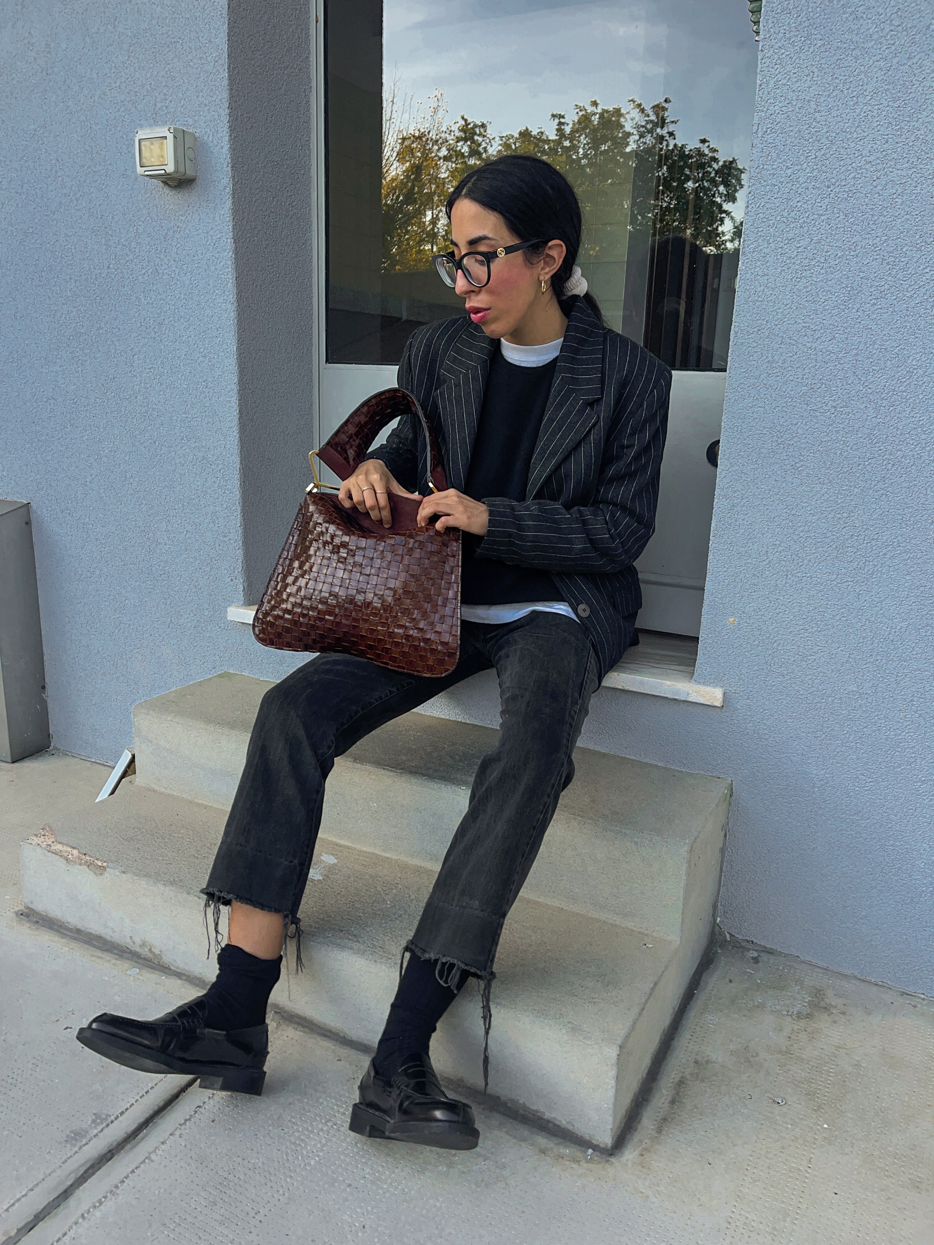 Gessato grey blazer