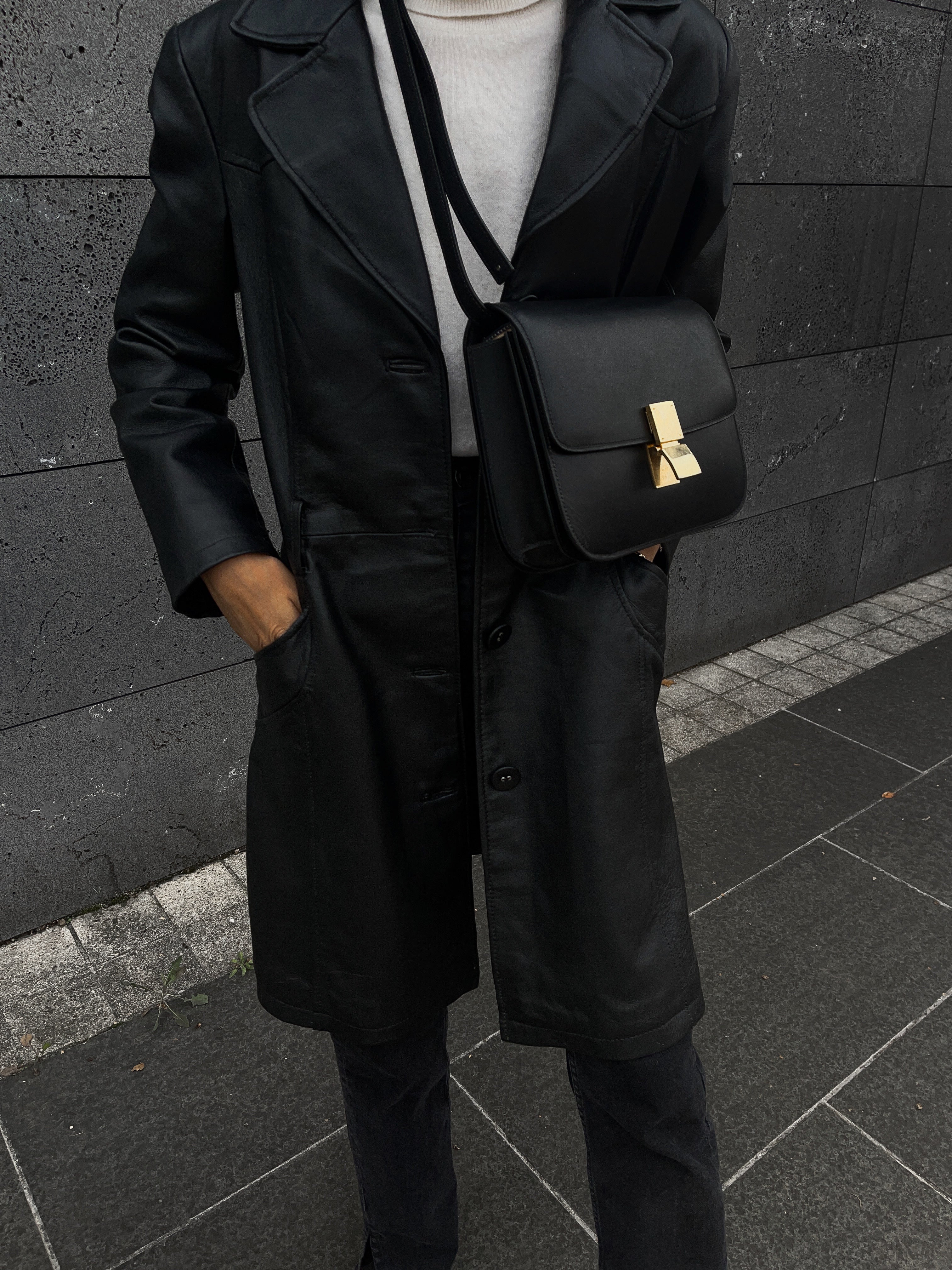 Real leather trench
